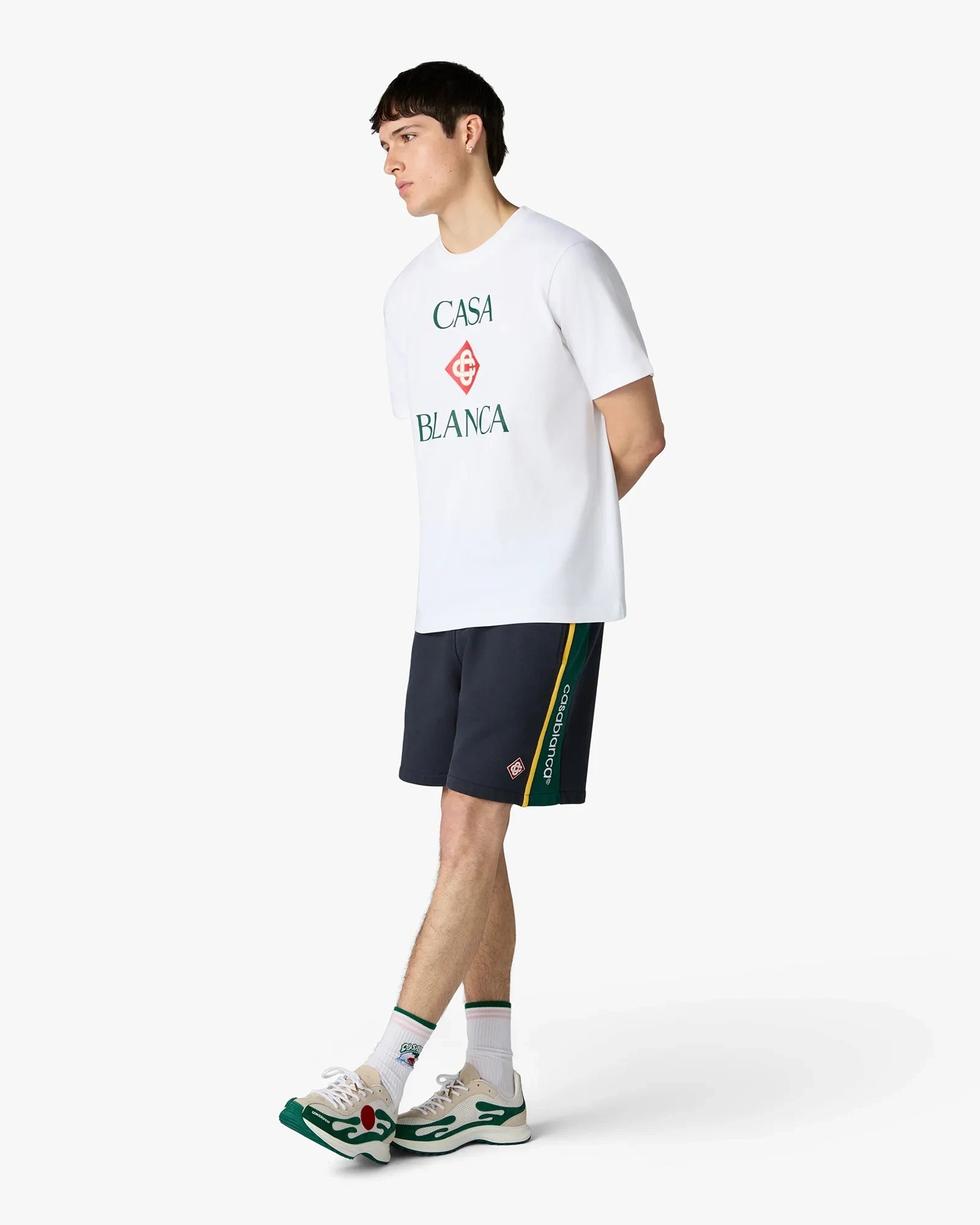 Casablanca Diamond Logo T-Shirt Bianca Cotone