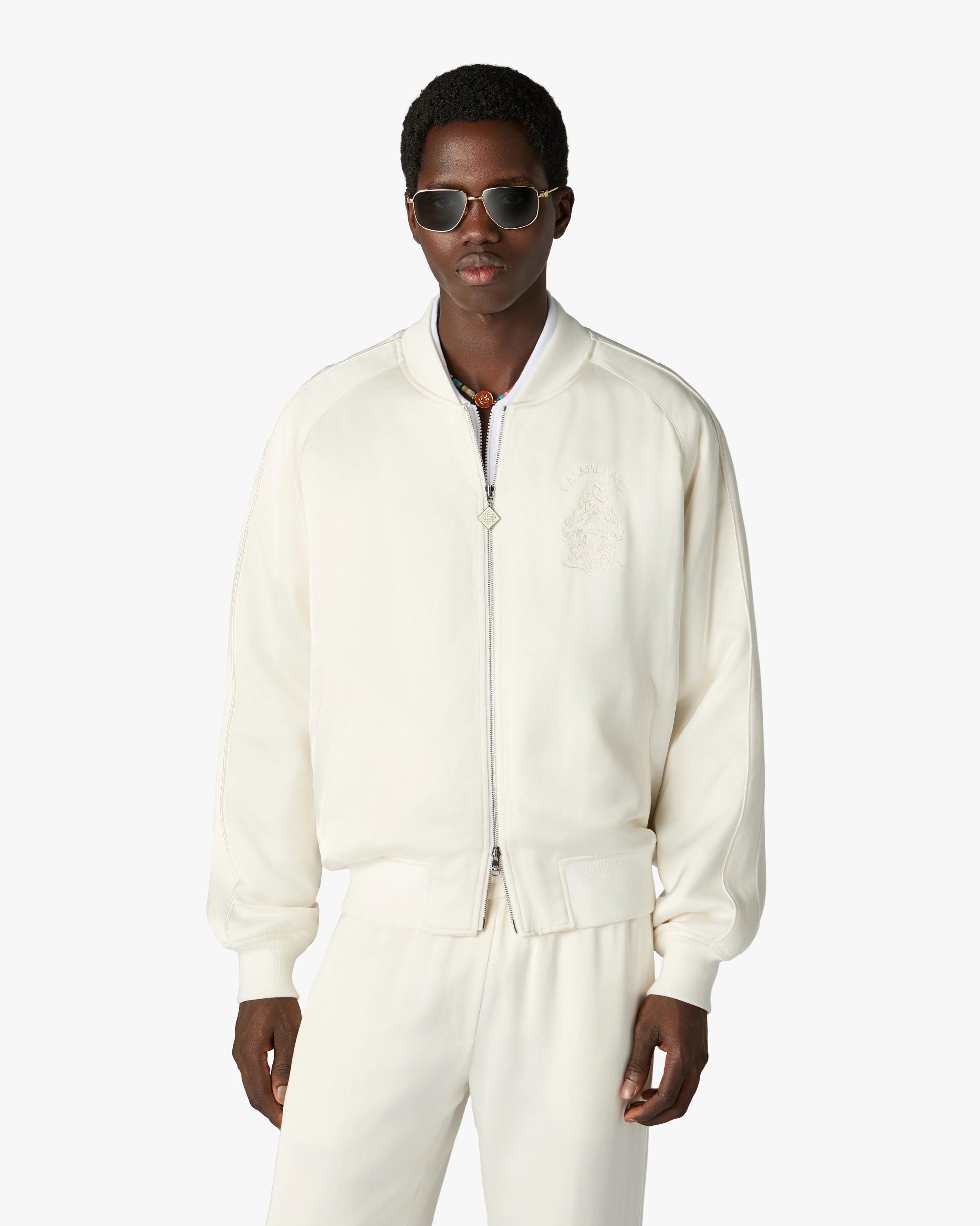 Casablanca Hotel Emblem Bomber Satin Panna Ricamato