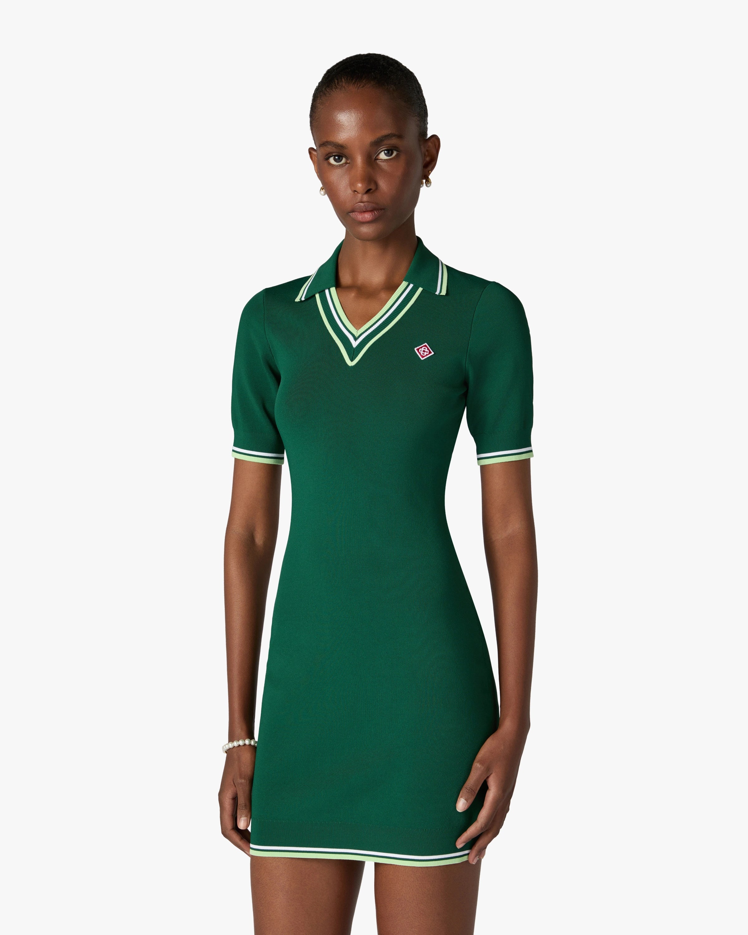Casablanca V-Neck Polo mini abito verde viscosa