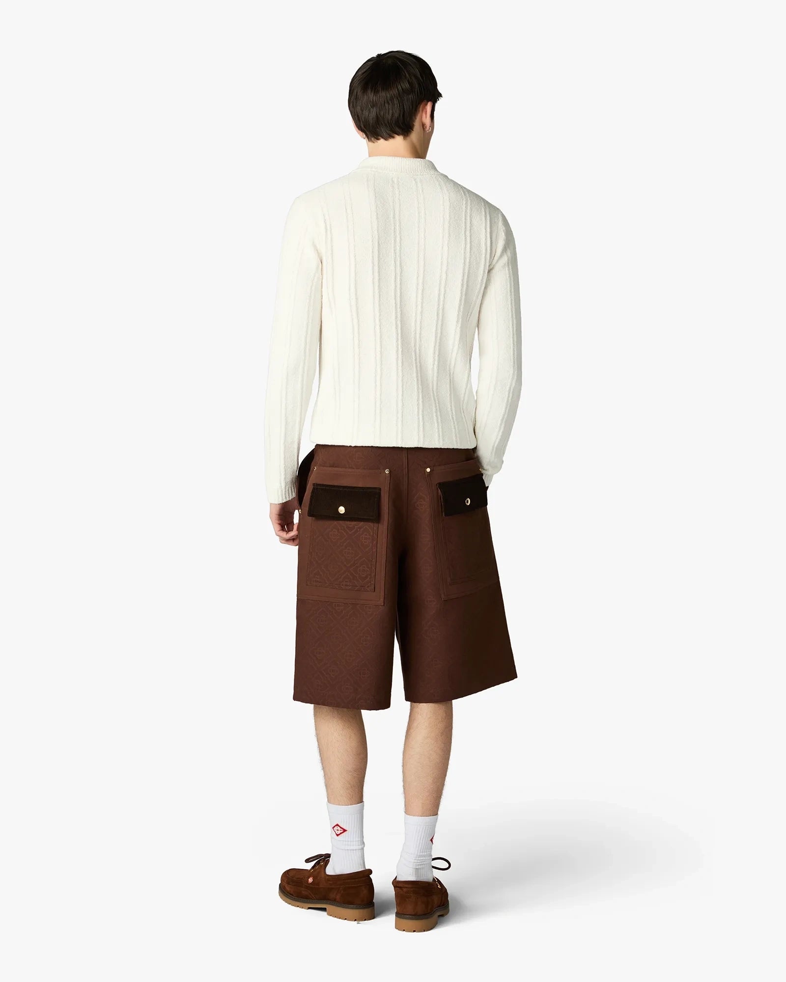Casablanca Monogram Shorts Cargo Marroni Cotone