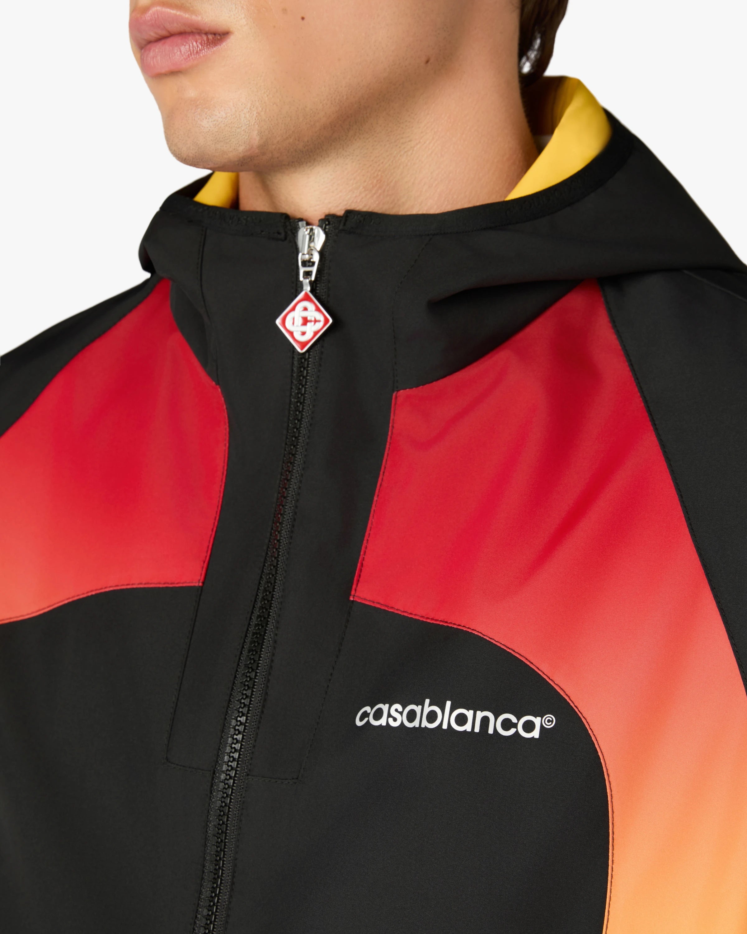 Casablanca Giacca Zip con Cappuccio Nera Arancione