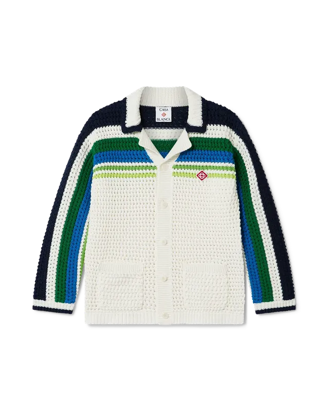 Casablanca Tennis Stripe maglia bimbo bianca maniche lunghe