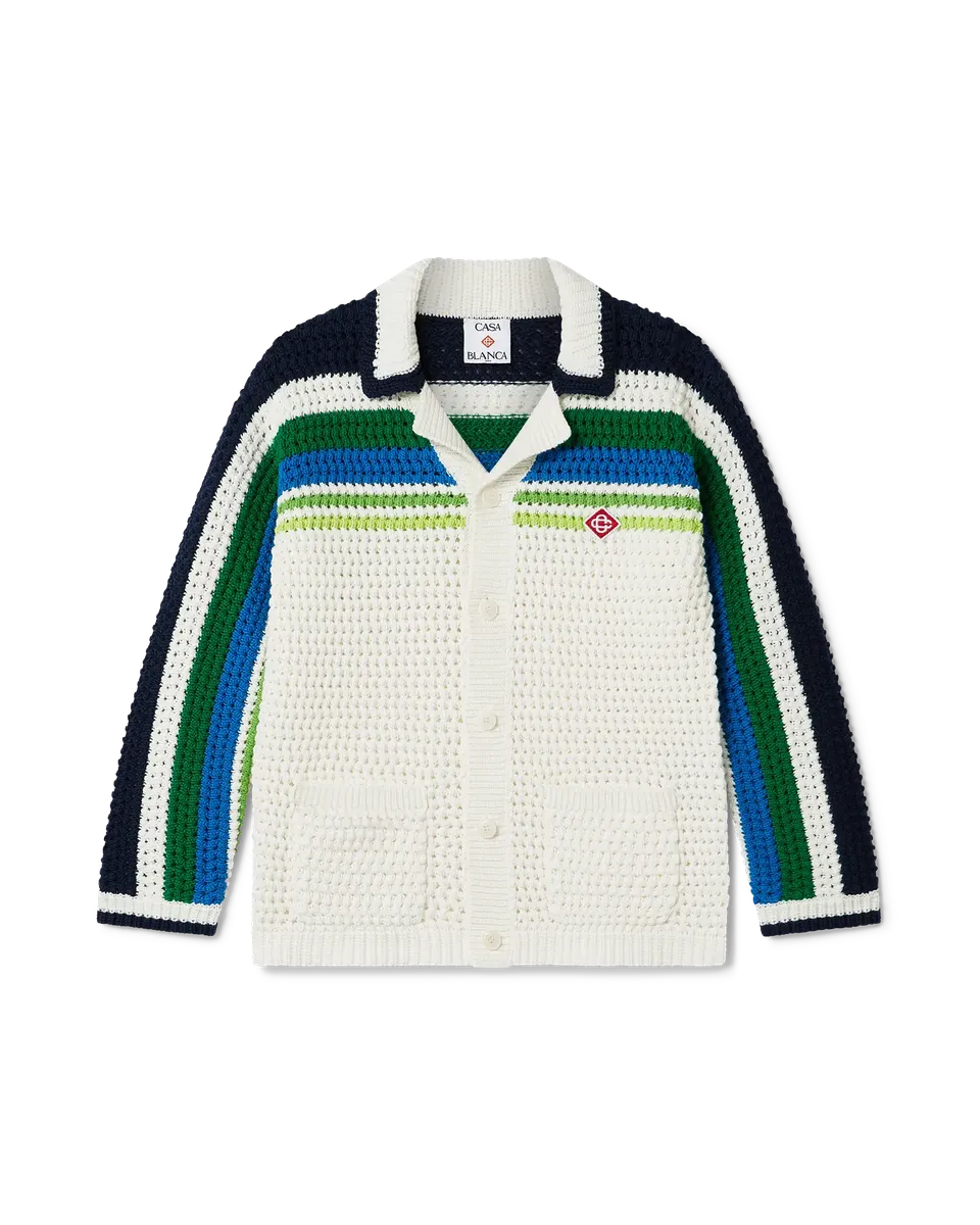 Casablanca Tennis Stripe maglia bimbo bianca maniche lunghe