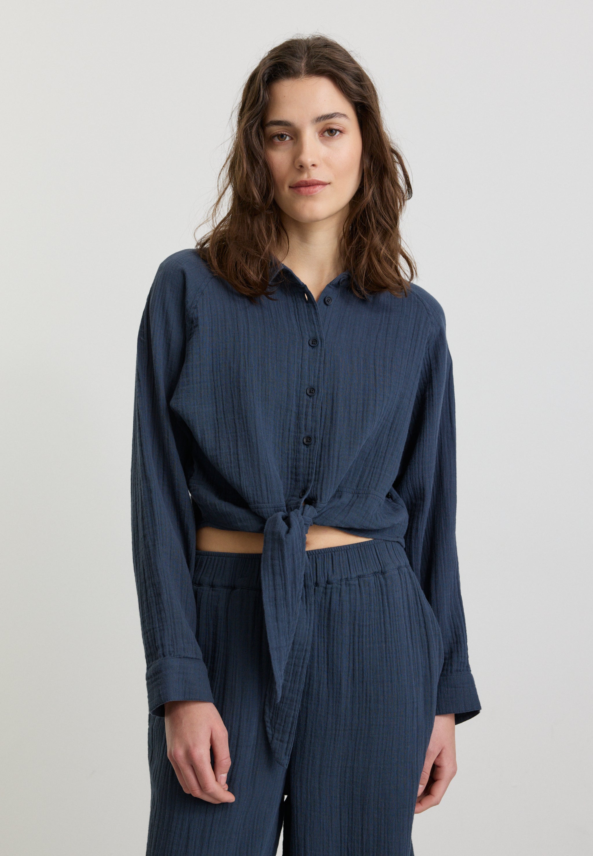 Recolution Vanilla Camicia donna mussola blu navy cotone bio