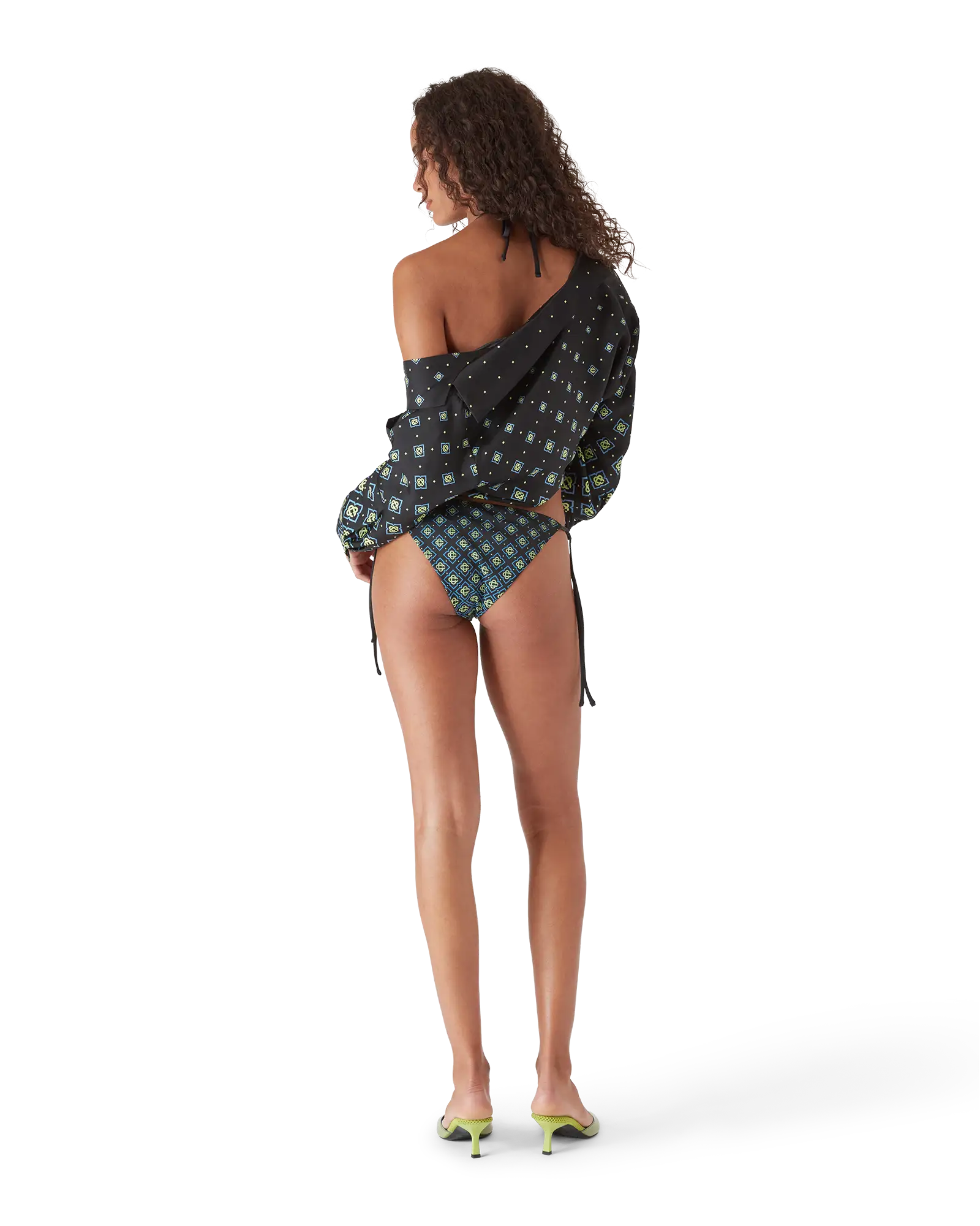 Casablanca Slip Bikini Monogram Nero con Lacci