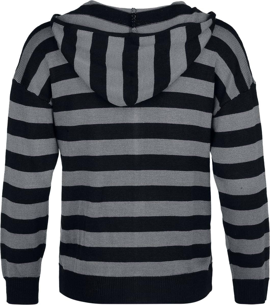 Gothicana by EMP Giacca Nero Grigio Donna con cappuccio a righe