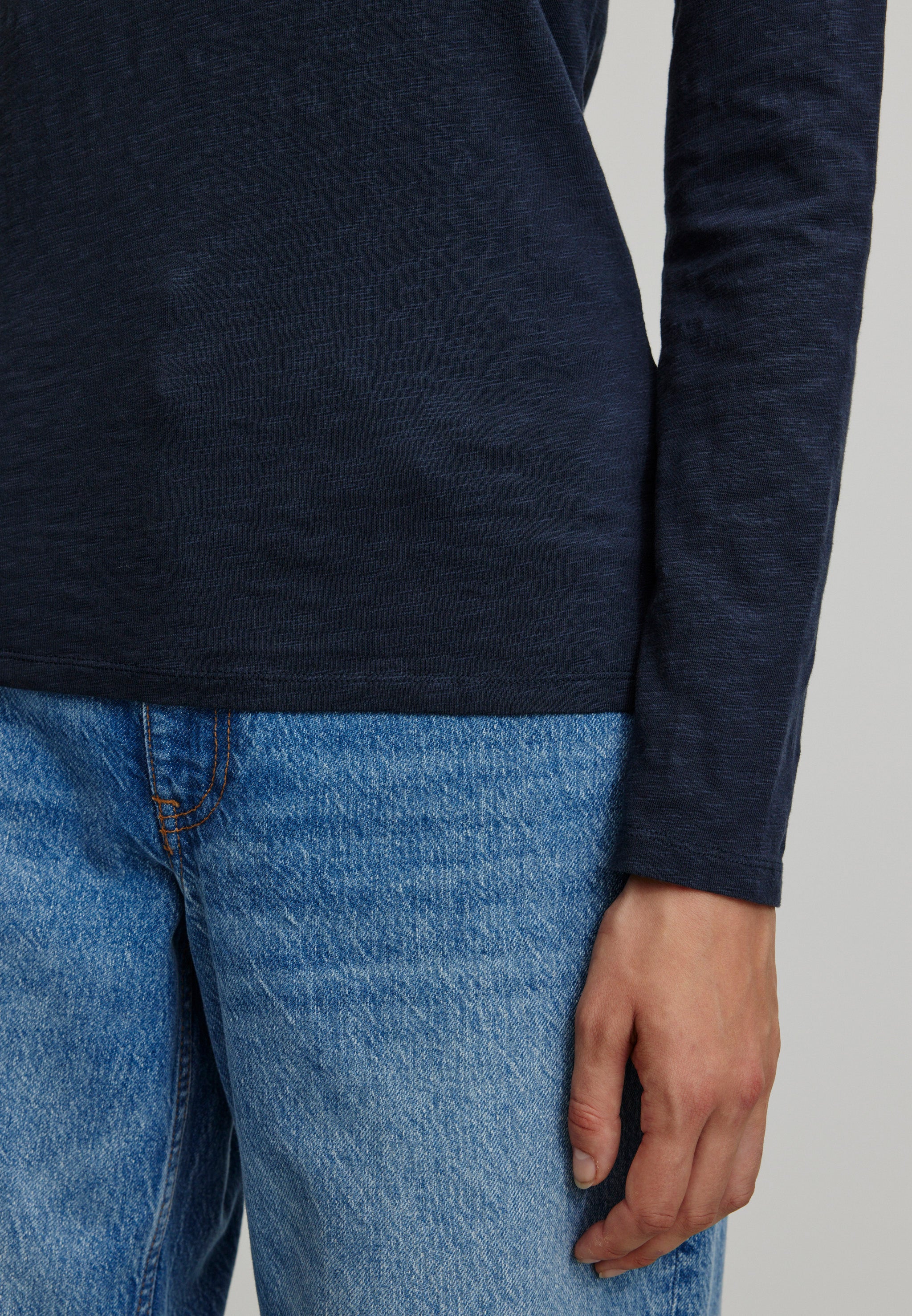 Recolution Iris maglia manica lunga blu navy cotone bio