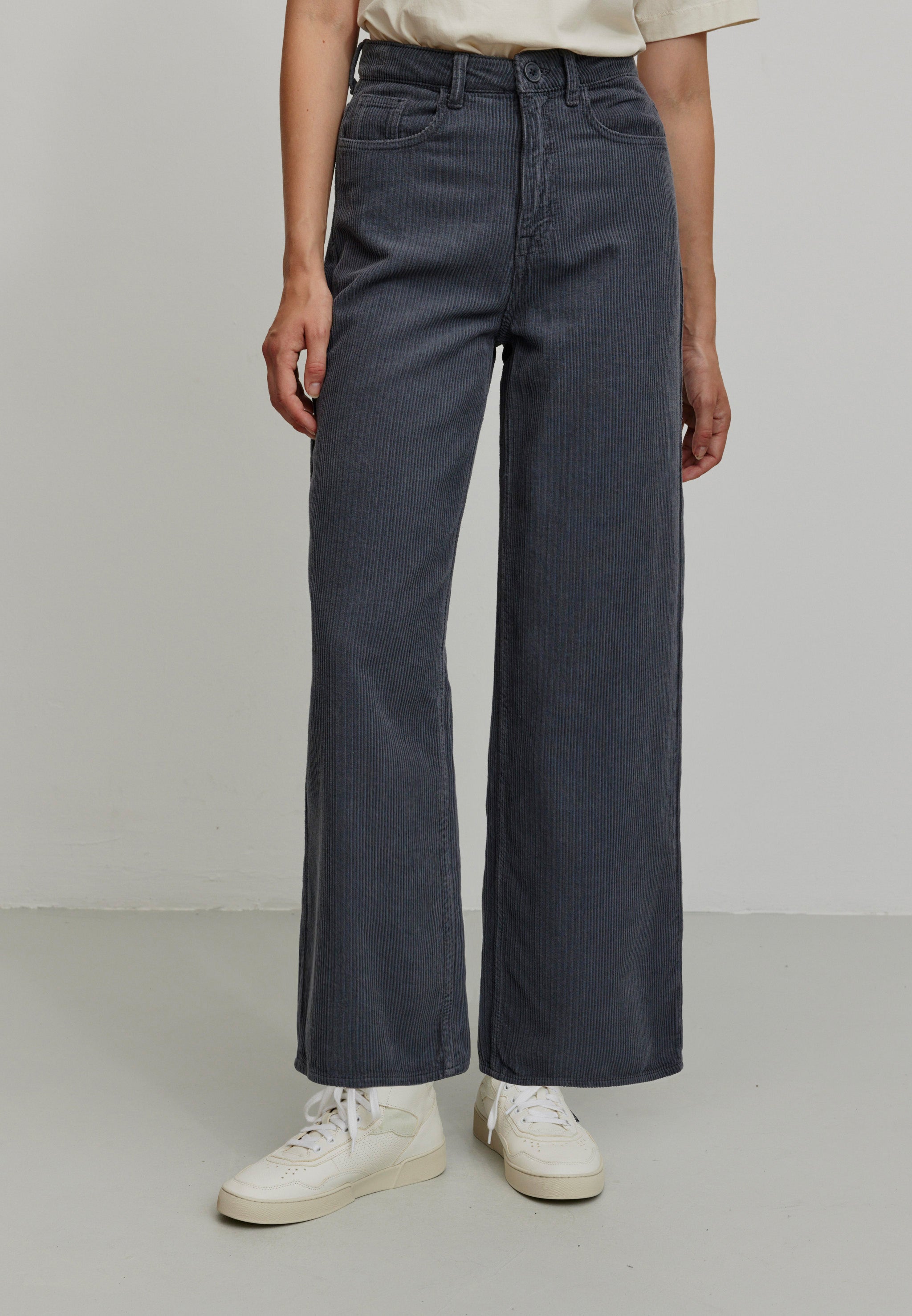 Recolution Erica Corduroy pantaloni donna blu denim velluto