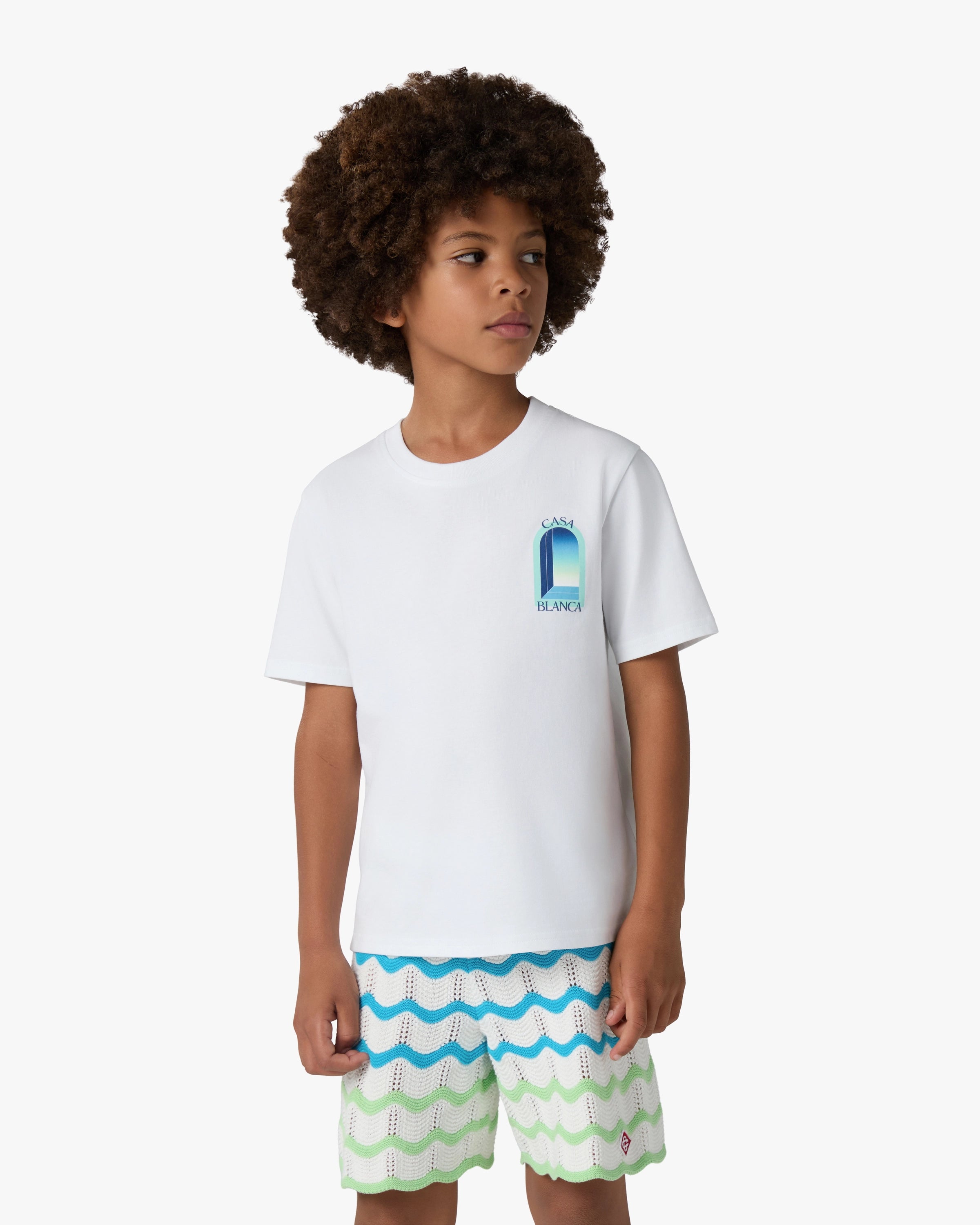 Casablanca Gradient Arch t-shirt bambino bianca cotone organico