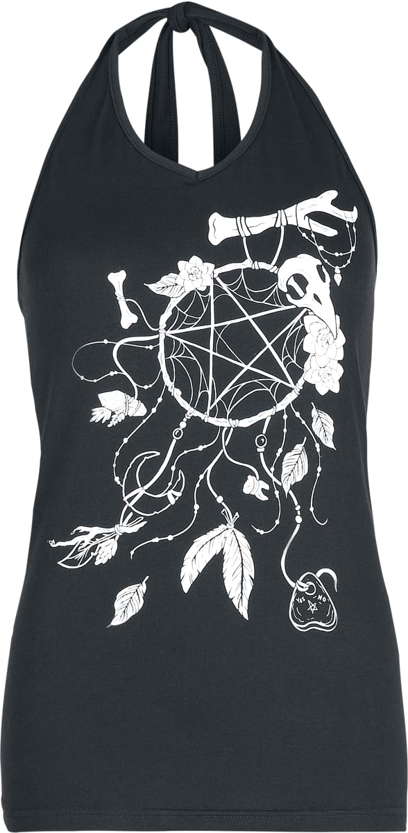 Gothicana by EMP Top Nero 2 Pezzi Stampa Acchiappasogni