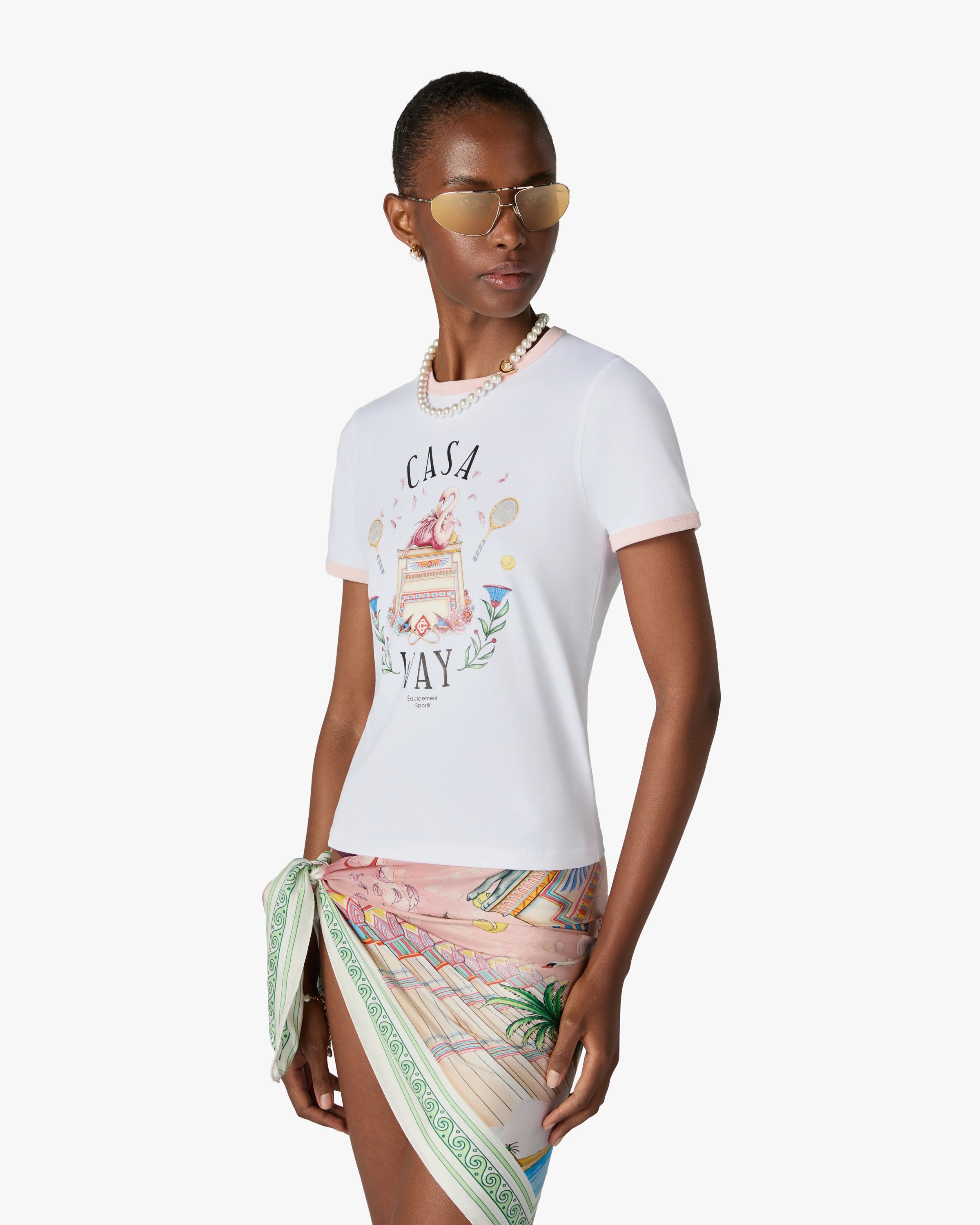Casablanca Casa Way t-shirt bianca cotone pima ringer