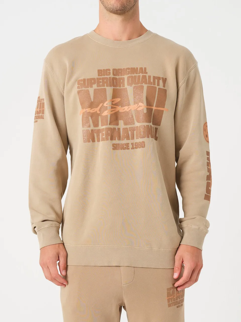 Maui and Sons Original Crew felpa cotone sabbia