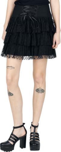 Gothicana by EMP Gonna Corta Nera Rete con Allacciatura