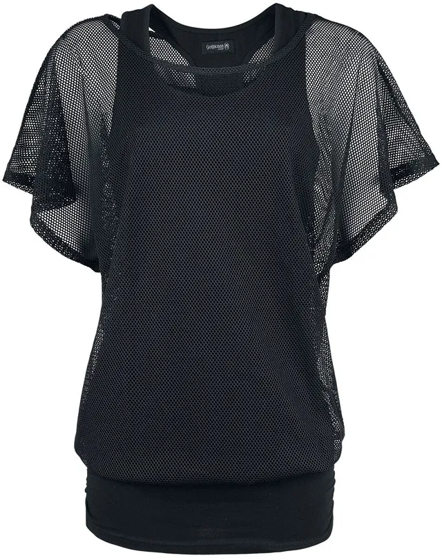 Gothicana by EMP t-shirt nera rete doppio strato S