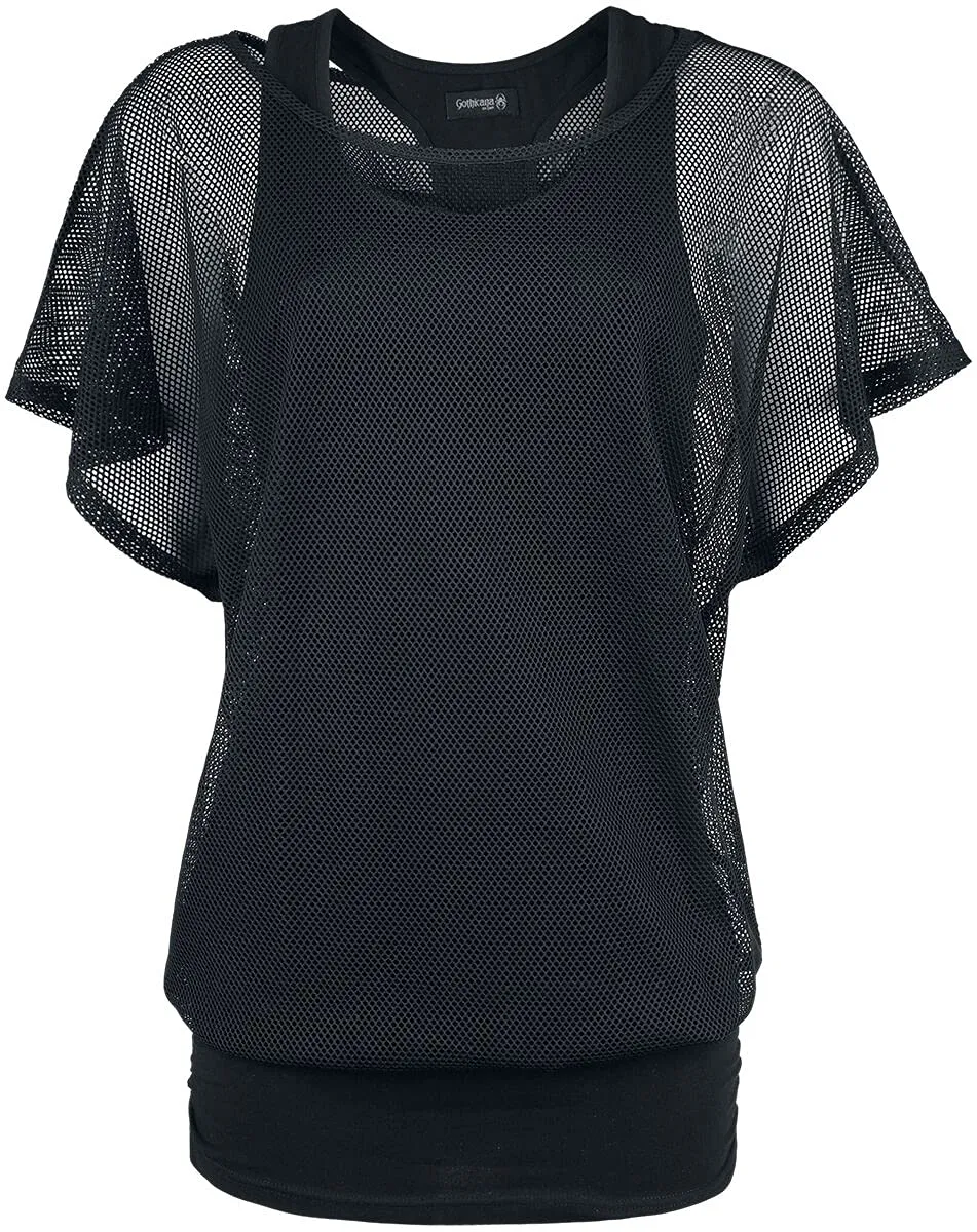 Gothicana by EMP t-shirt nera rete doppio strato S