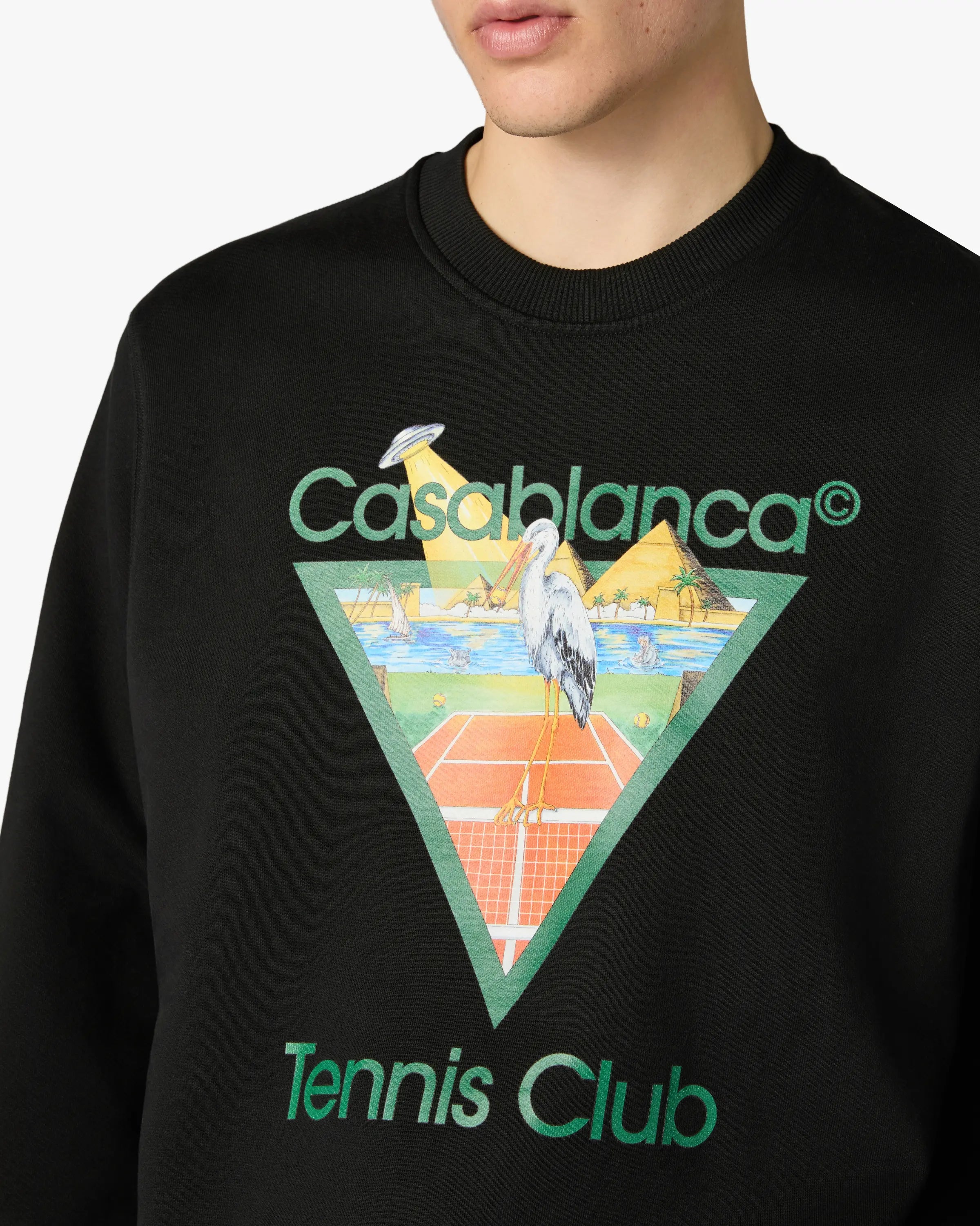 Casablanca Tennis Club Icon Pyramid Abduction felpa nera cotone