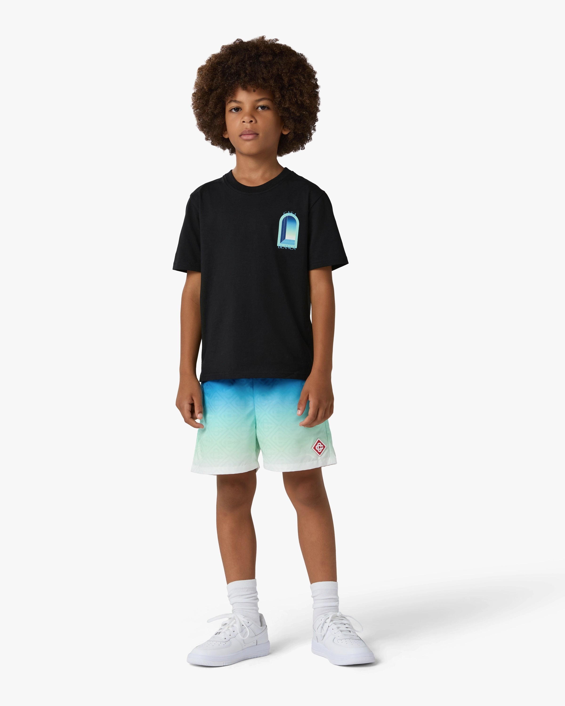 Casablanca Gradient Arch t-shirt nera bambino