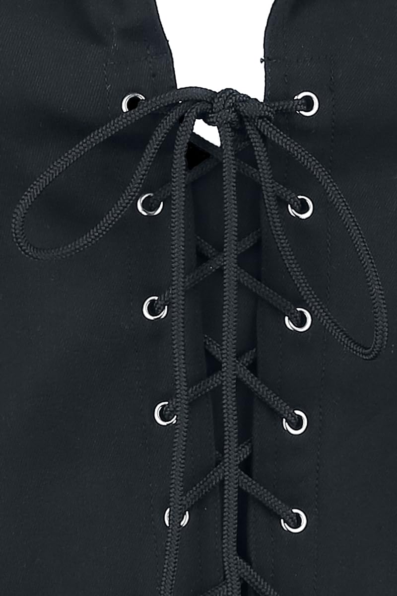 Gothicana by EMP top nero collo alto con lacci taglia XL