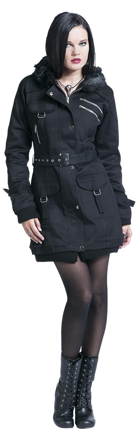 Gothicana by EMP giacca invernale nera cintura taglia S