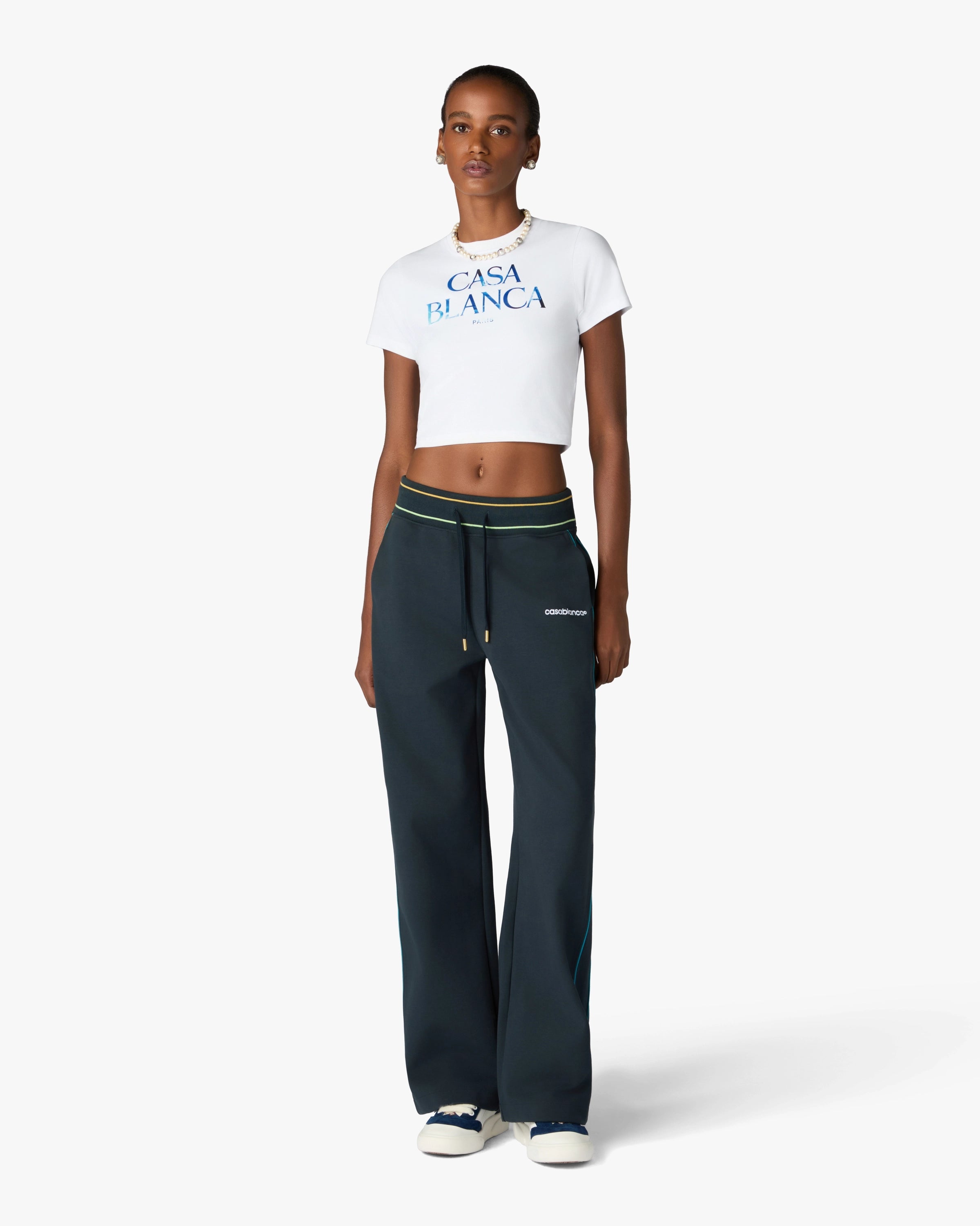 Casablanca Meduse T-Shirt donna bianca cropped cotone
