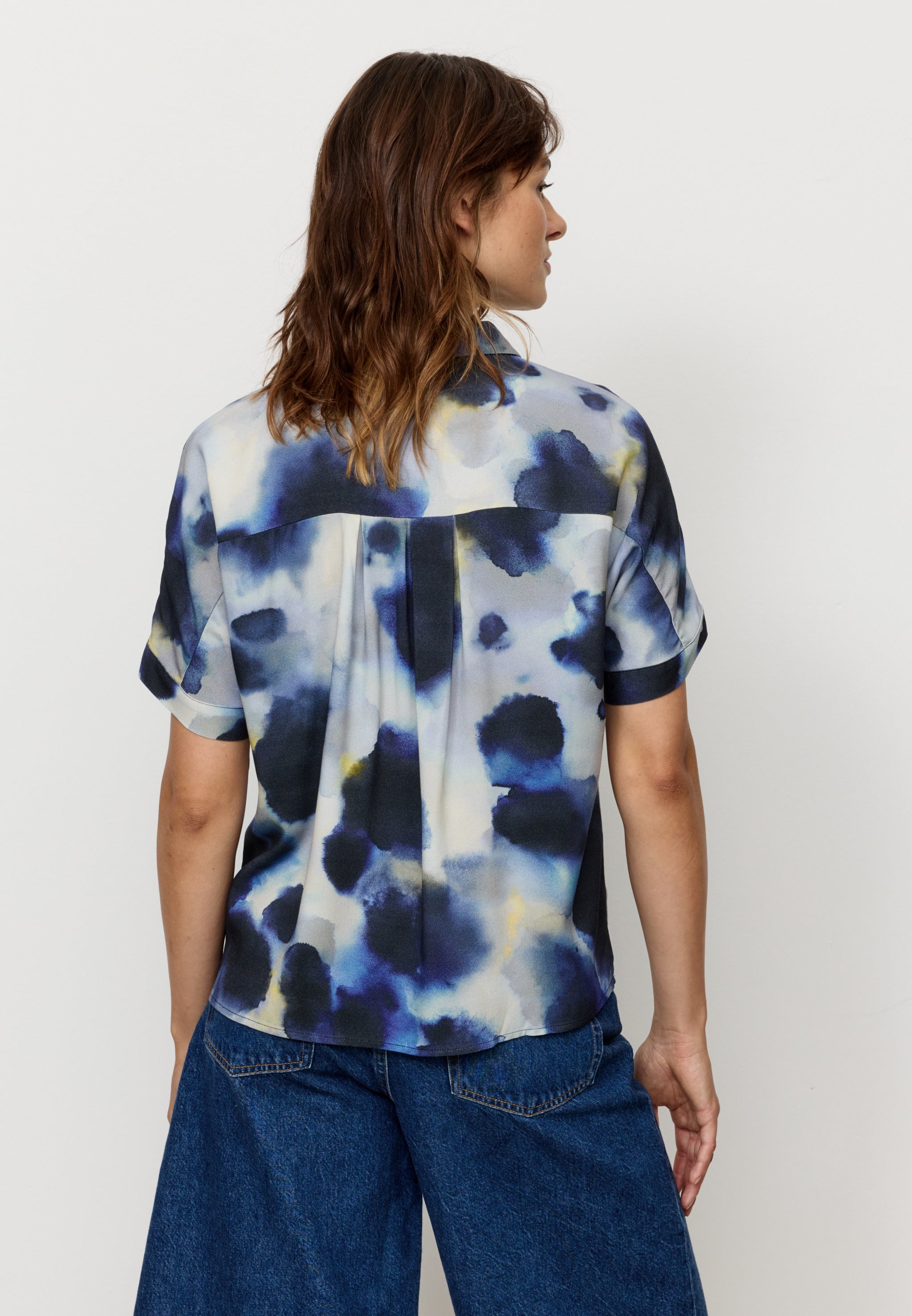 Recolution Lotus Waterdrop blusa donna blu viscosa