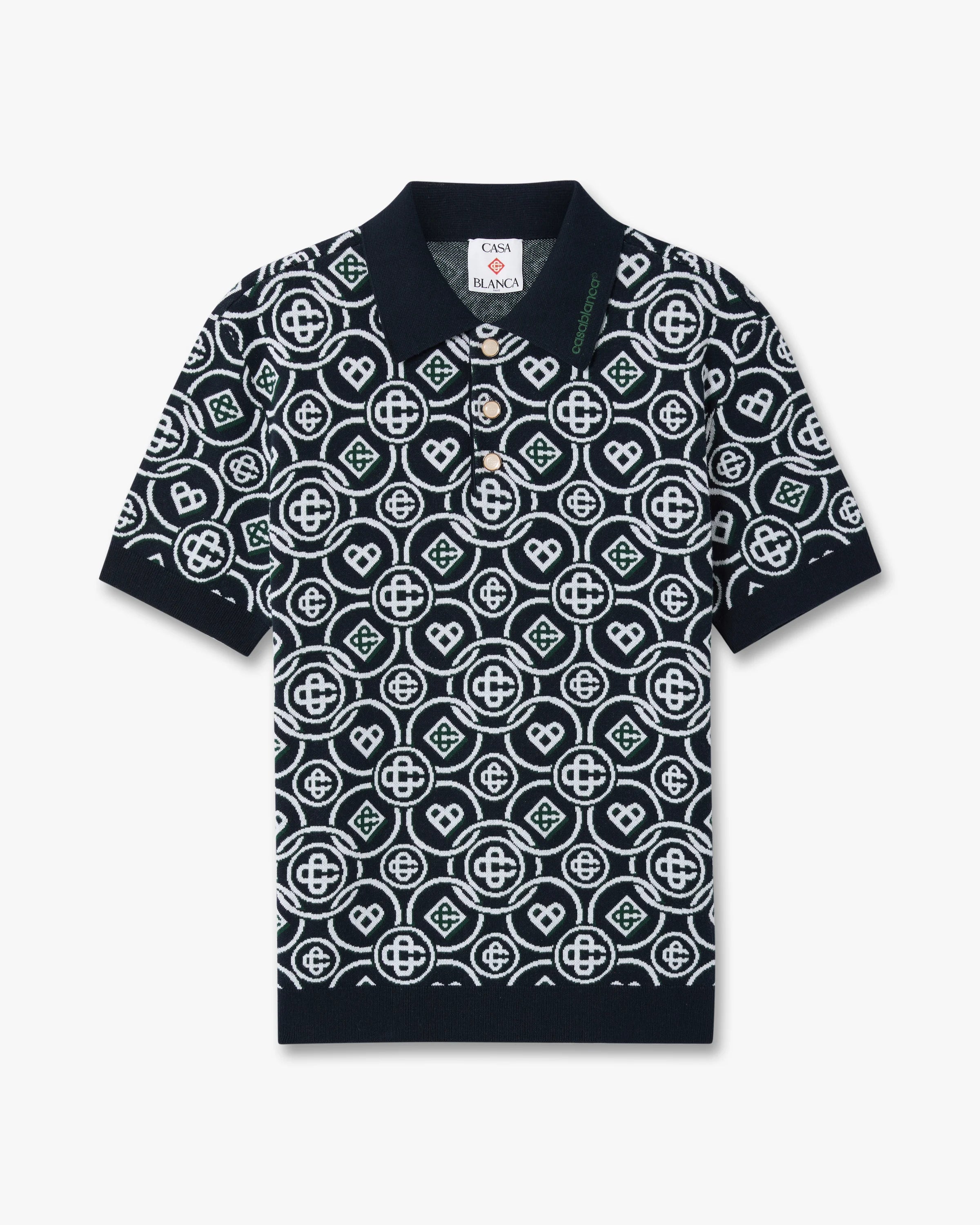 Casablanca Icon Monogram polo manica corta verde cotone