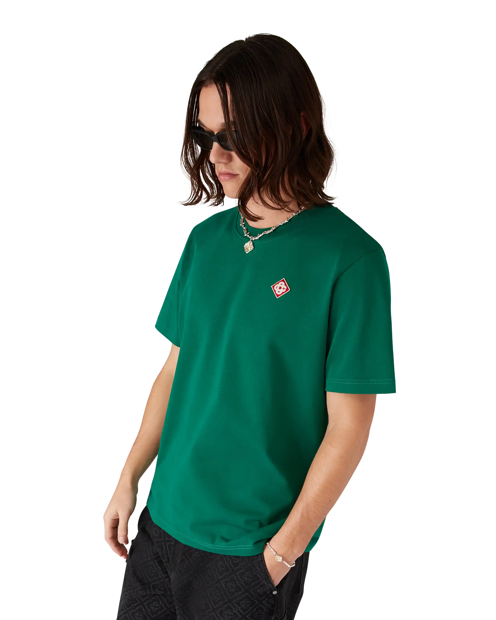 Casablanca Diamond Logo t-shirt uomo verde cotone