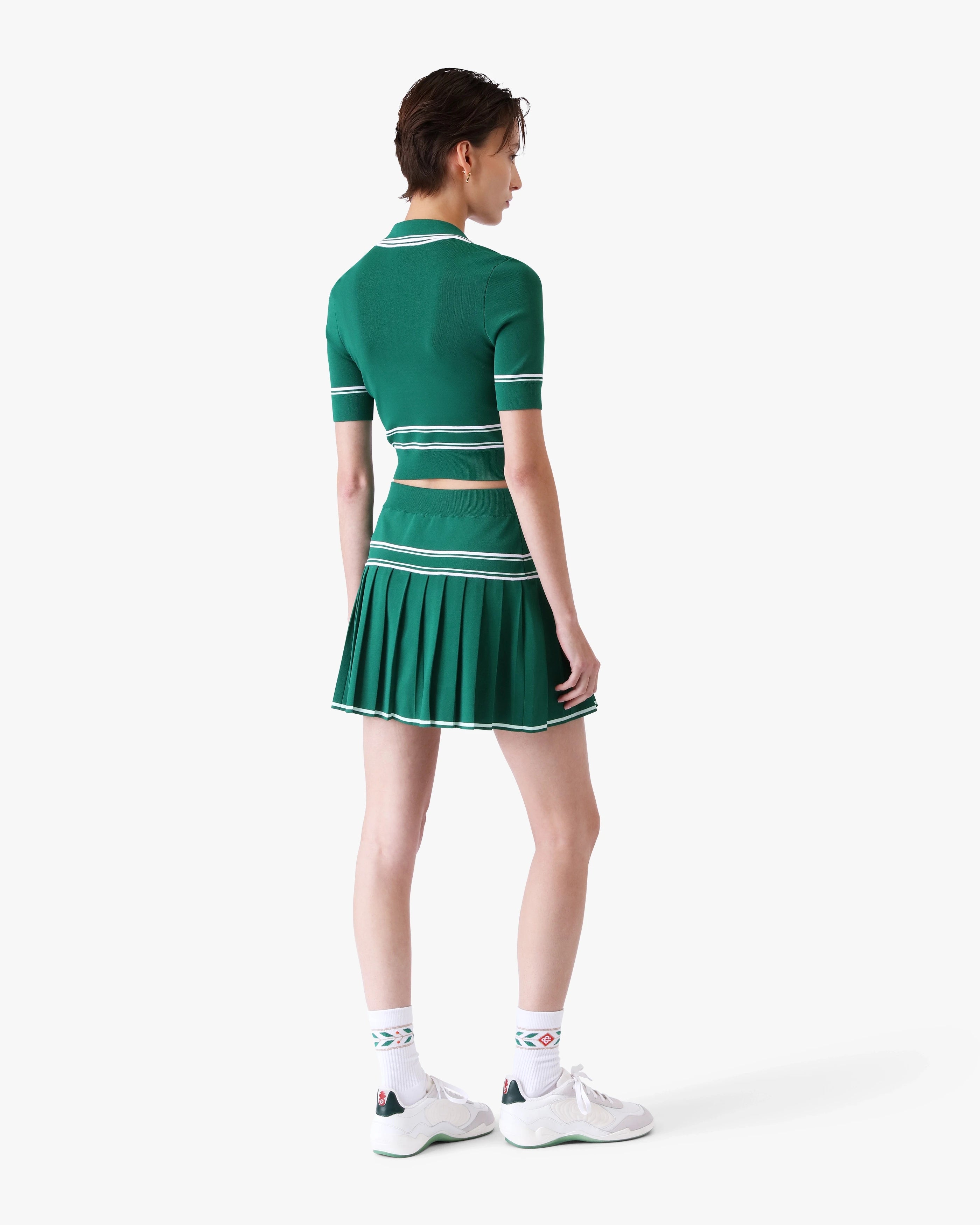 Casablanca Pleated Knit gonna mini verde plisse