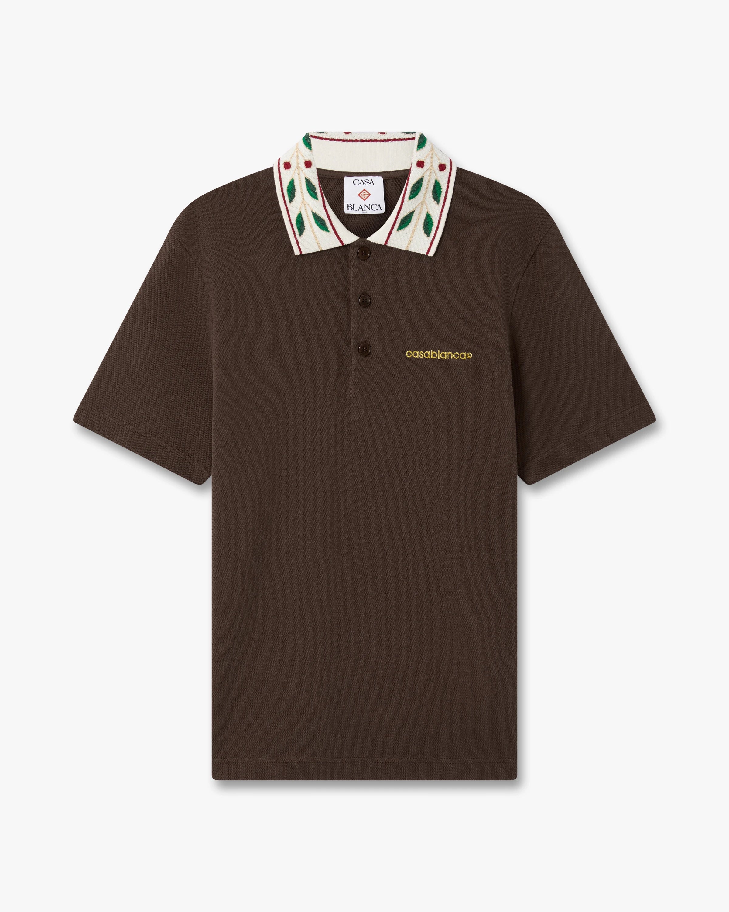 Casablanca Laurel polo marrone in piqué cotone bio