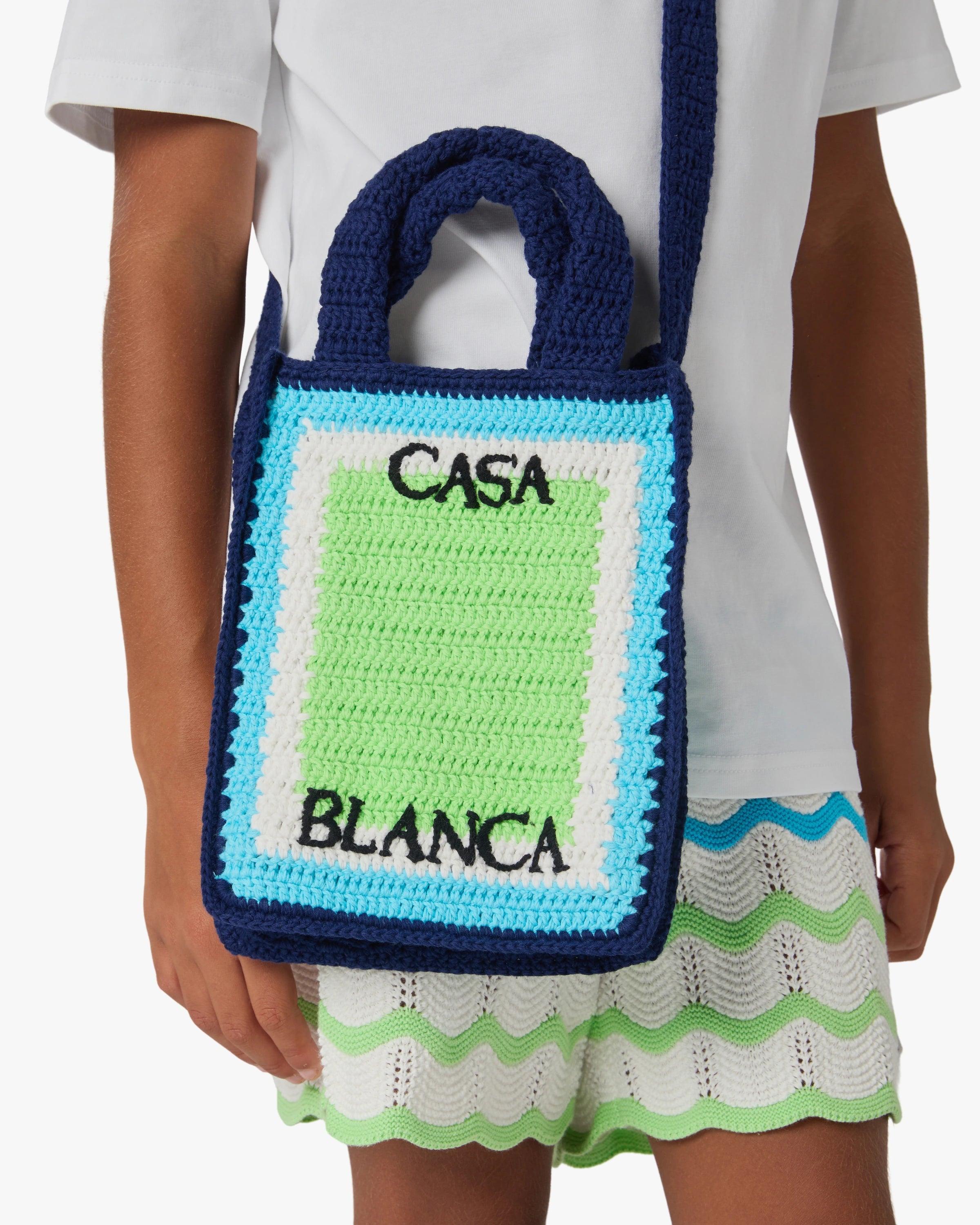 Casablanca Mini Crochet borsa bimbo blu e verde