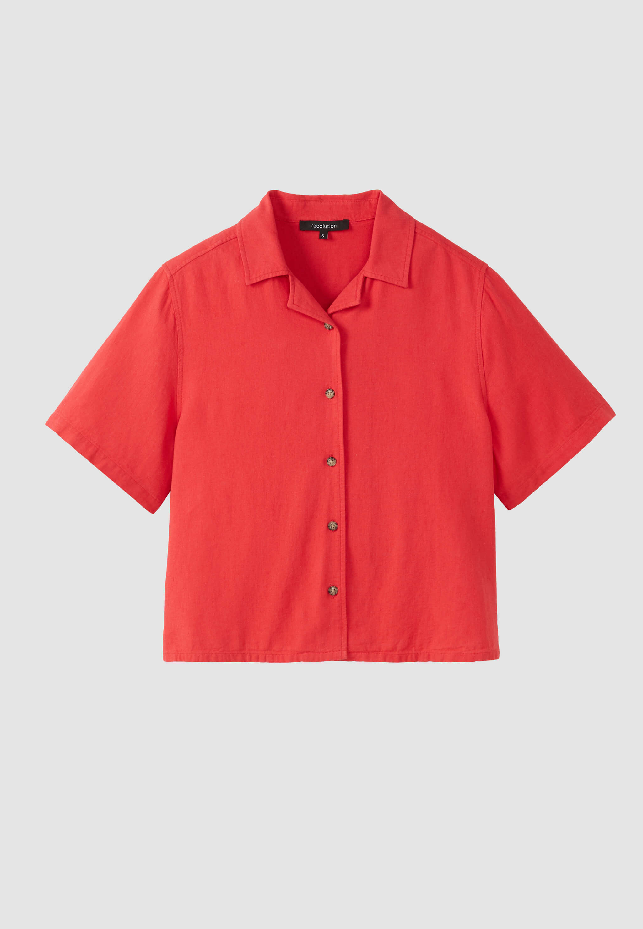 Recolution Camellia blusa in lino rosso lava
