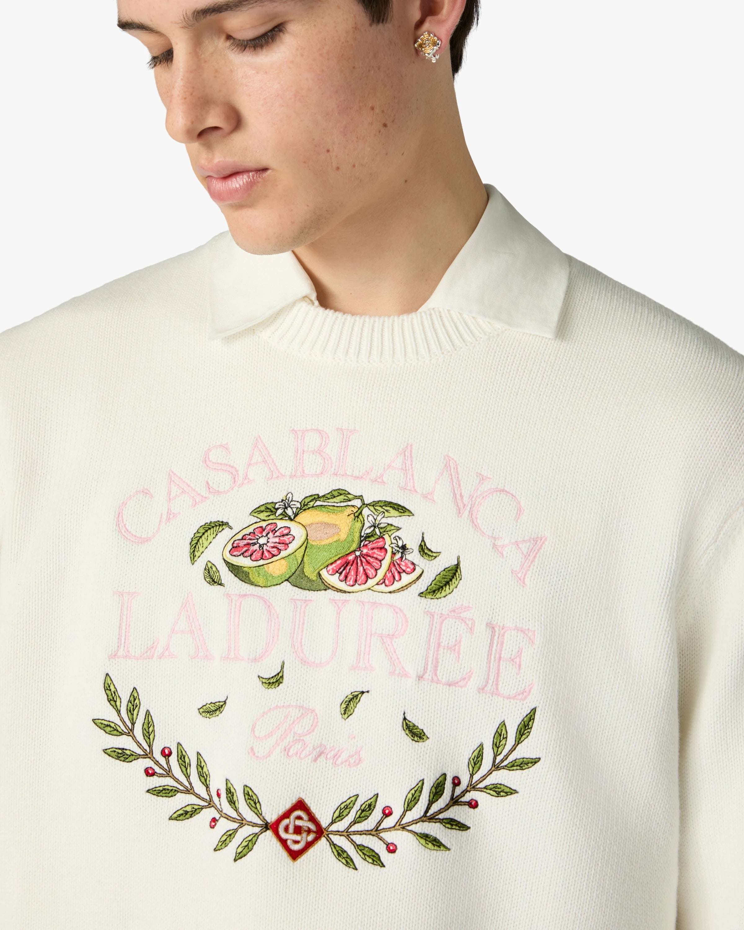 Casablanca Laduree maglione unisex crema cotone ricamato