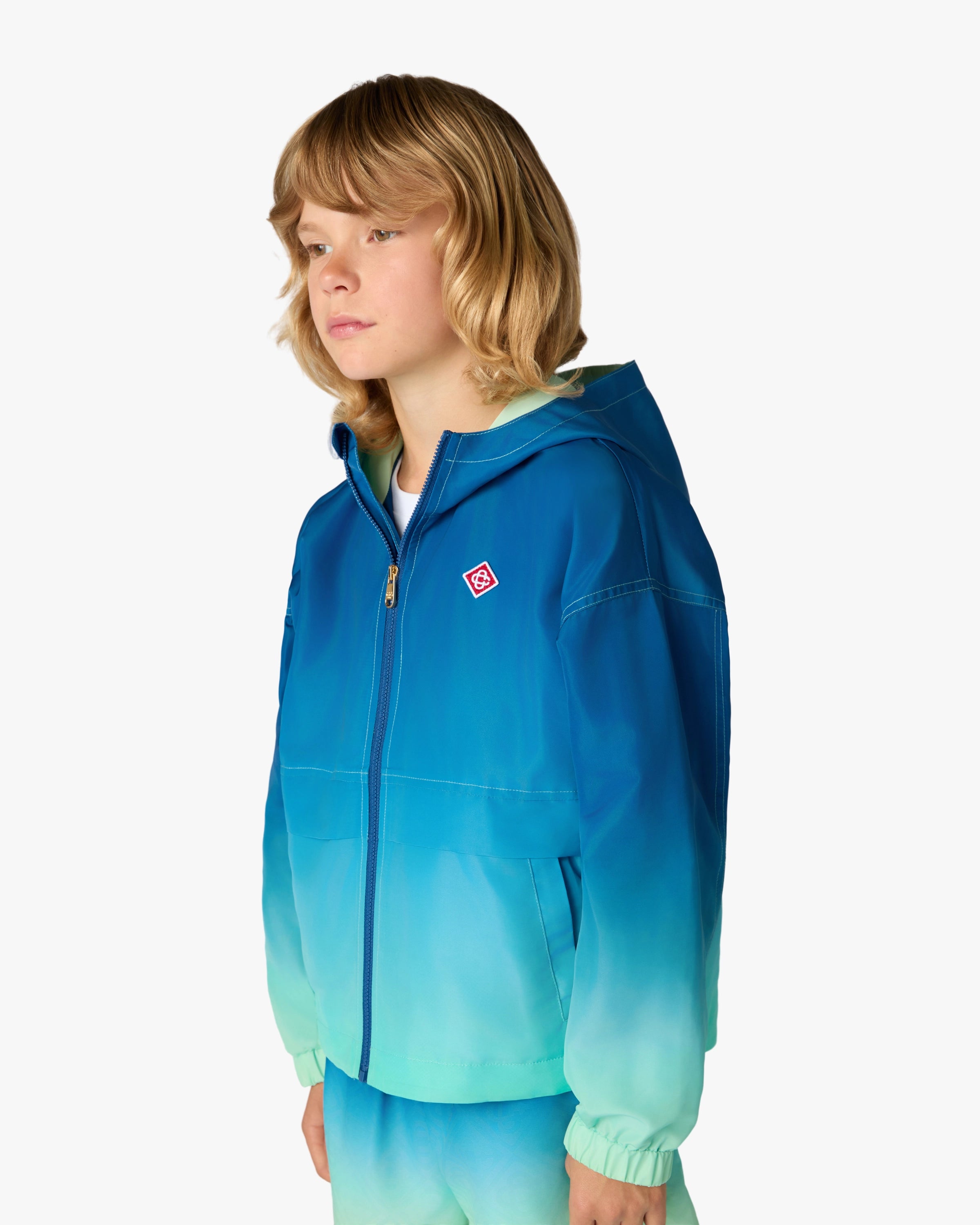 Casablanca Gradient giacca bambino blu verde con cappuccio