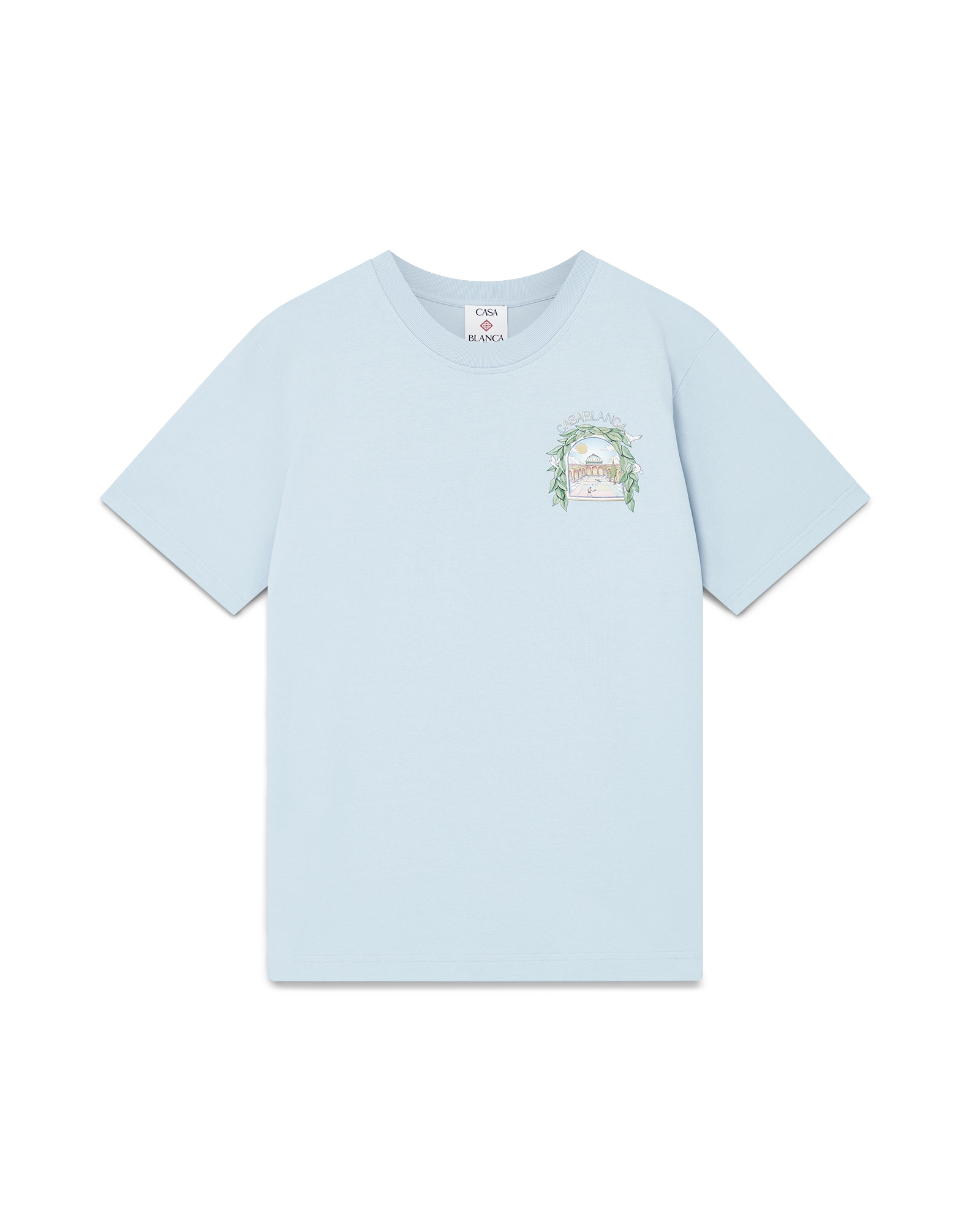Casablanca L'Arche De Tennis t-shirt azzurro cotone organico
