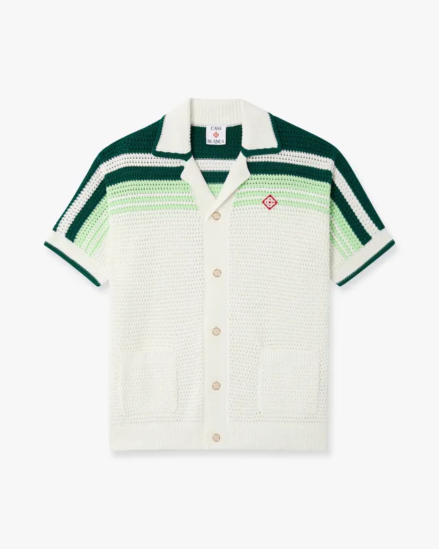 Casablanca Tennis Stripe camicia crochet verde