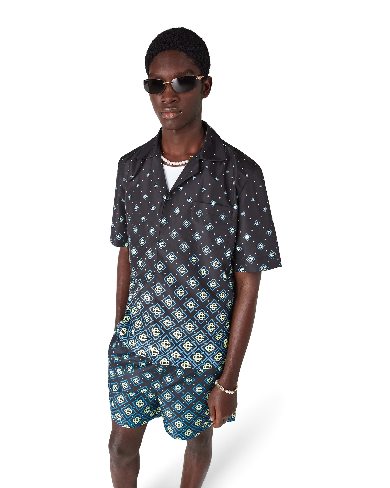Casablanca Degrade Monogram Camicia Mare Nera