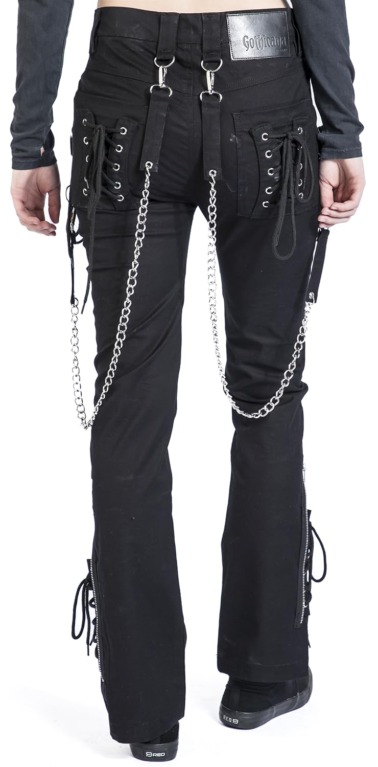 Gothicana by EMP Pantaloni Neri Pizzo Catene 31W/32L