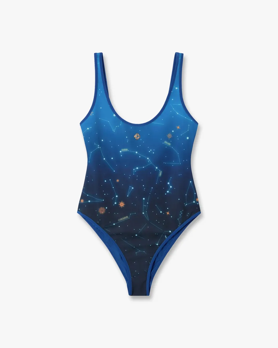 Casablanca Astrology costume intero stampa blu