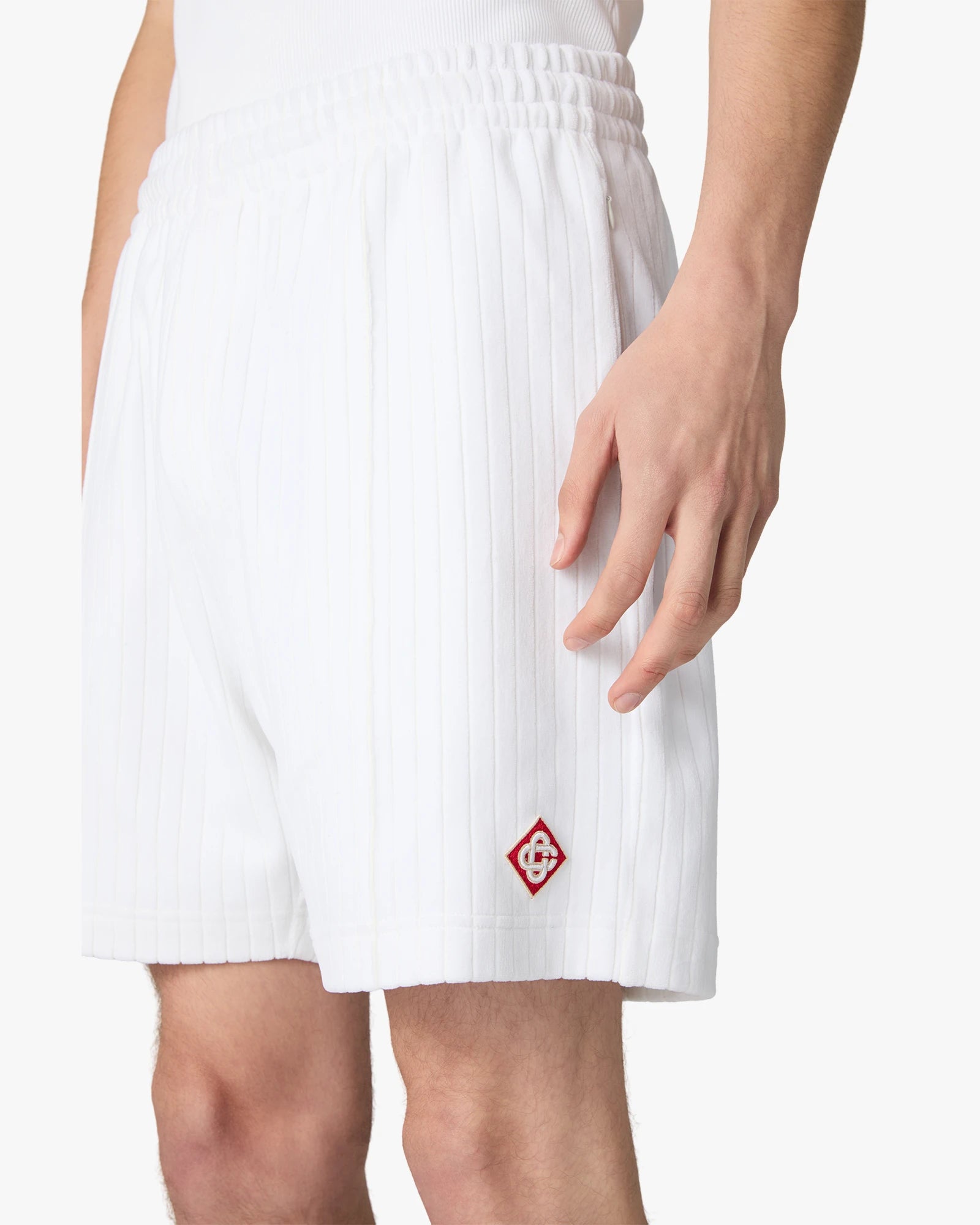 Casablanca Velour shorts bianchi rigati ciniglia uomo