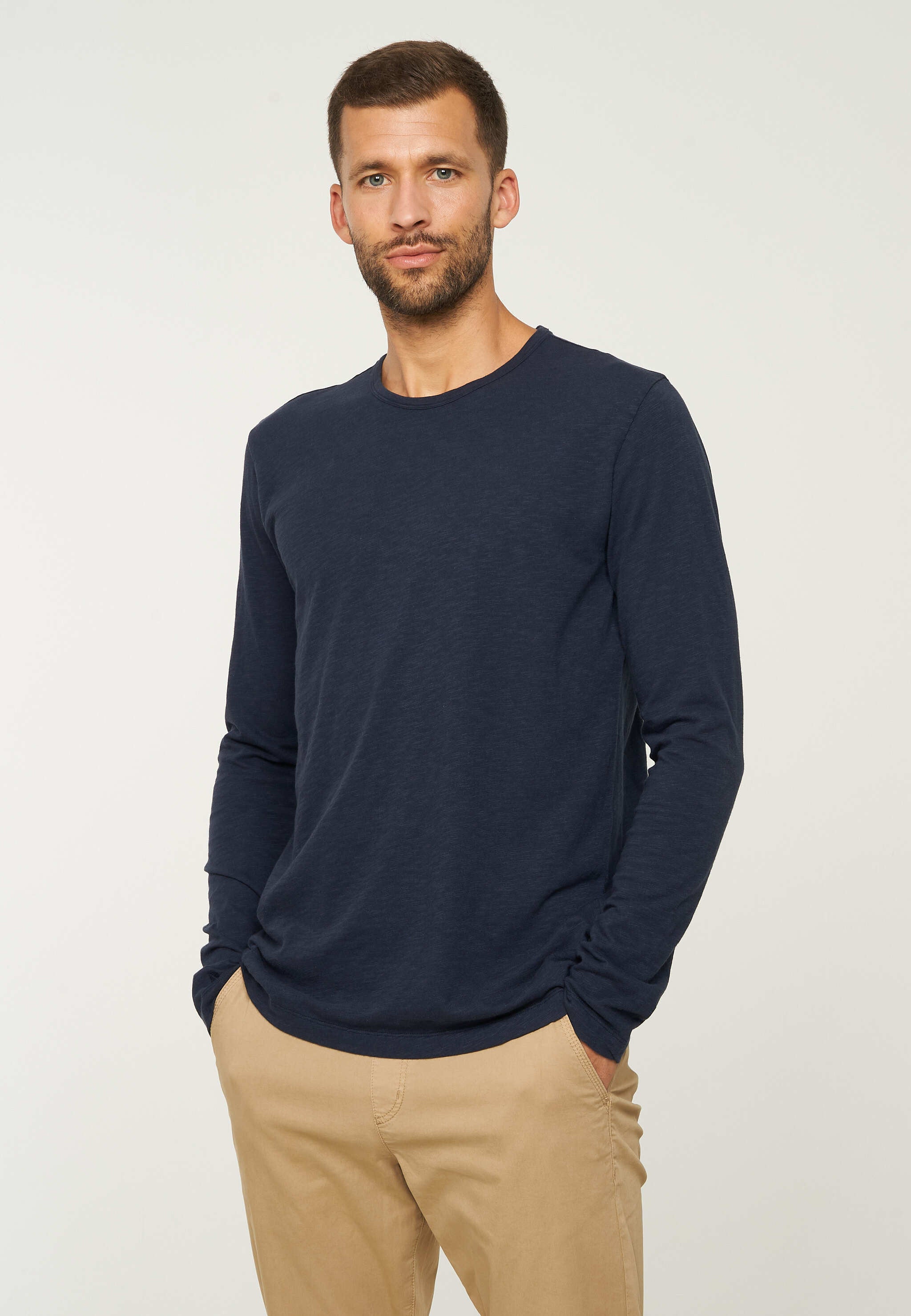 Recolution MACA maglia maniche lunghe blu navy cotone bio