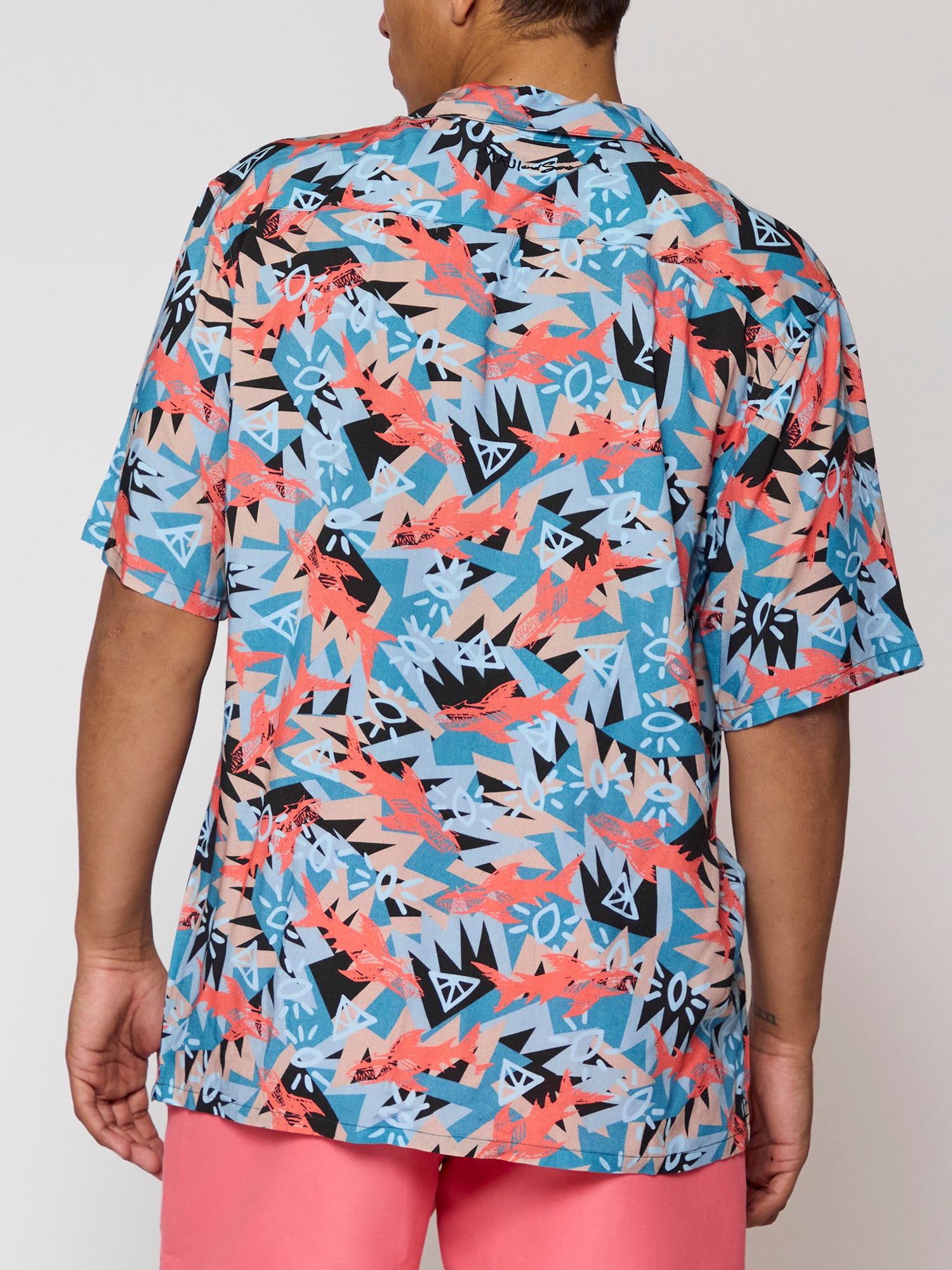 Maui and Sons Shark Tank camicia coral manica corta rayon