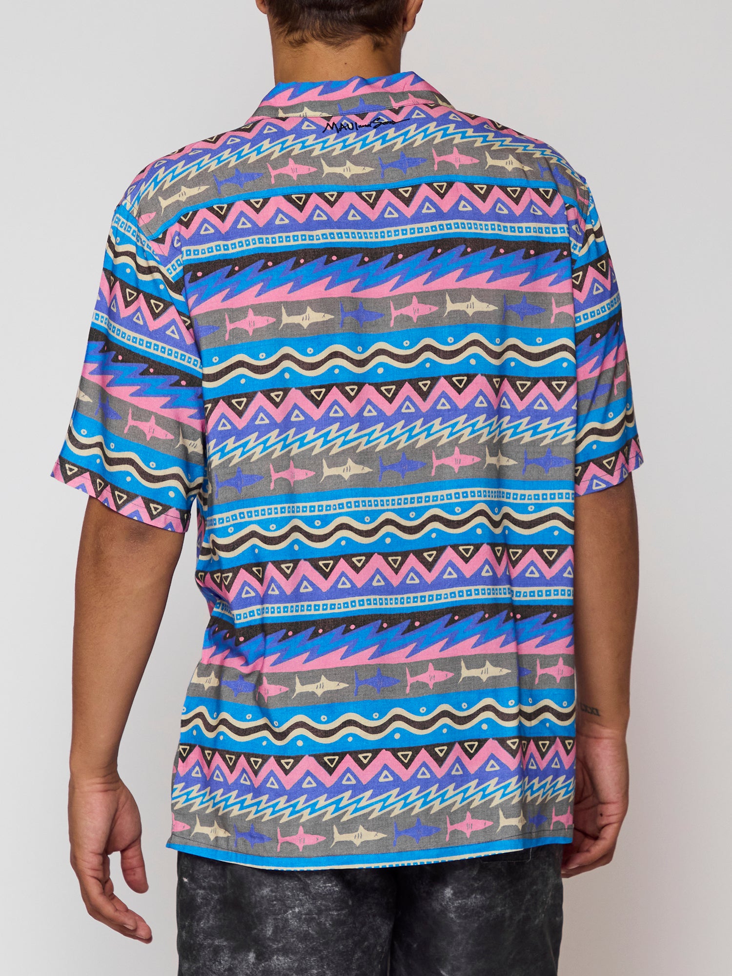Maui & Sons Stoker camicia blu rayon maniche corte