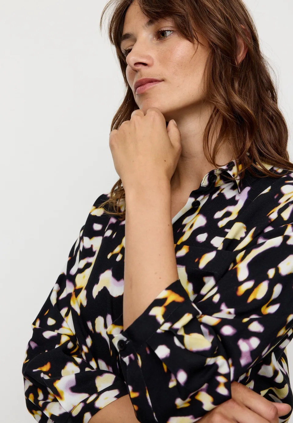 Recolution Cypress Blurry camicia nera viscosa