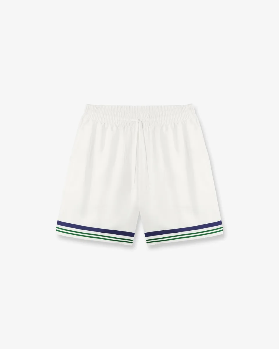 Casablanca Hotel Emblem shorts uomo bianchi seta