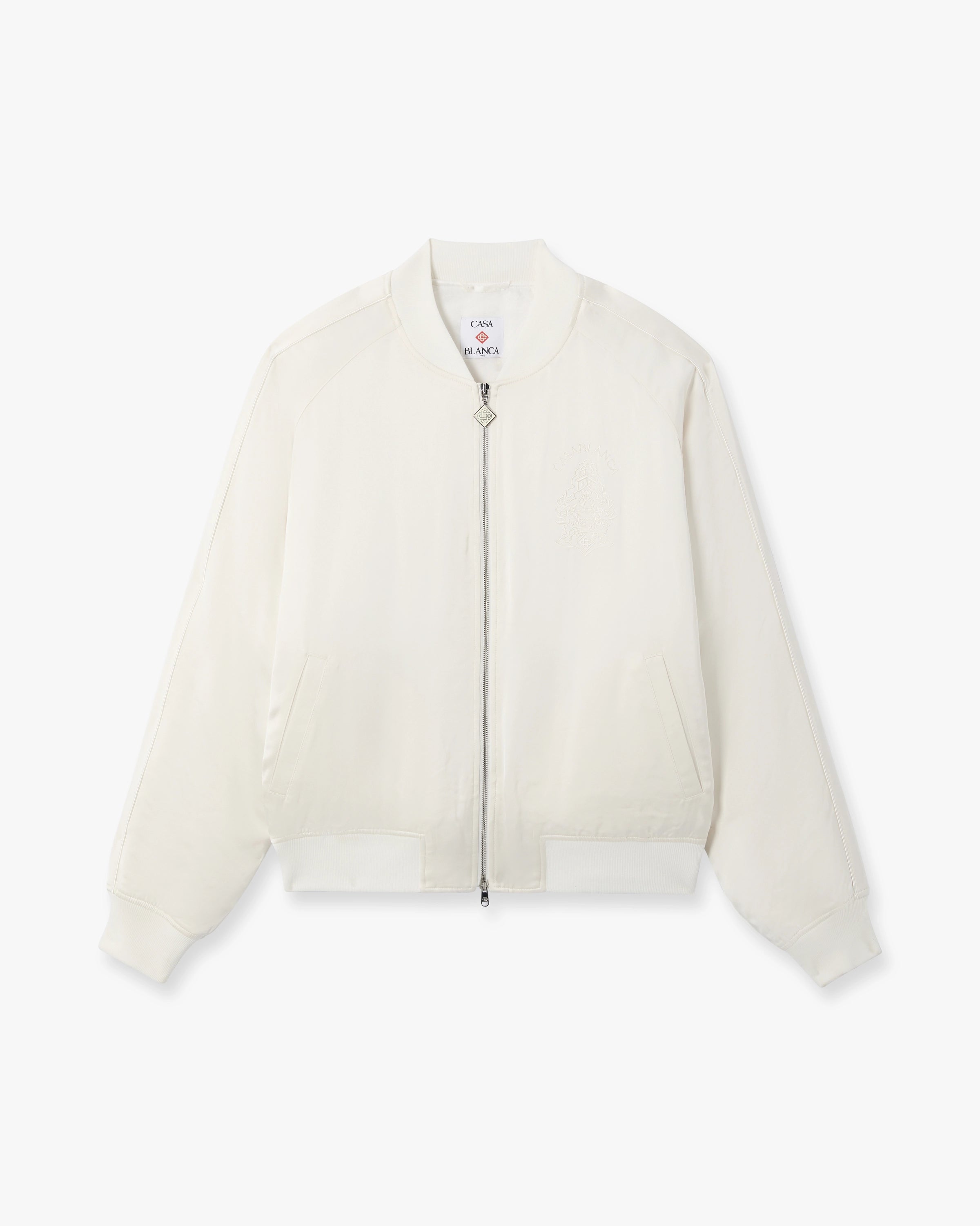 Casablanca Hotel Emblem Bomber Satin Panna Ricamato