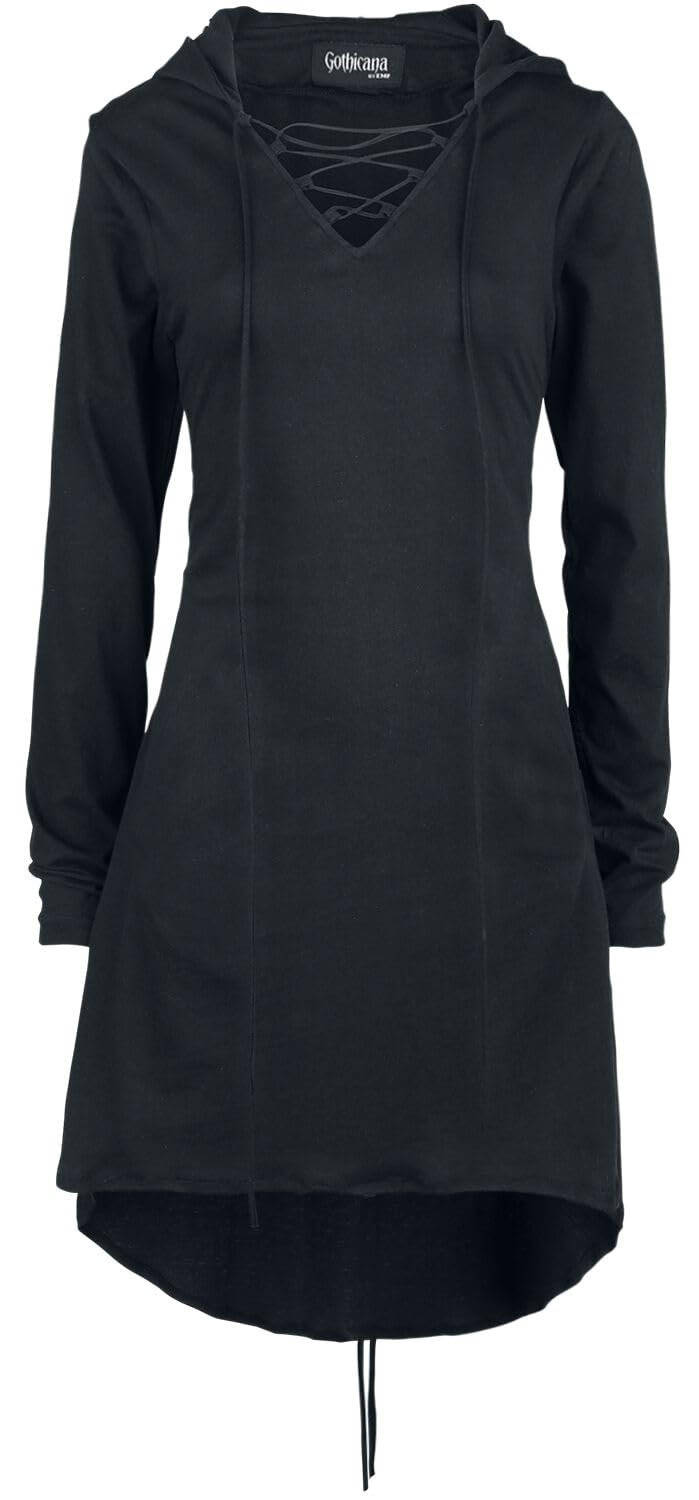 Gothicana by EMP Abito Felpa Nero con Cappuccio M Gothic