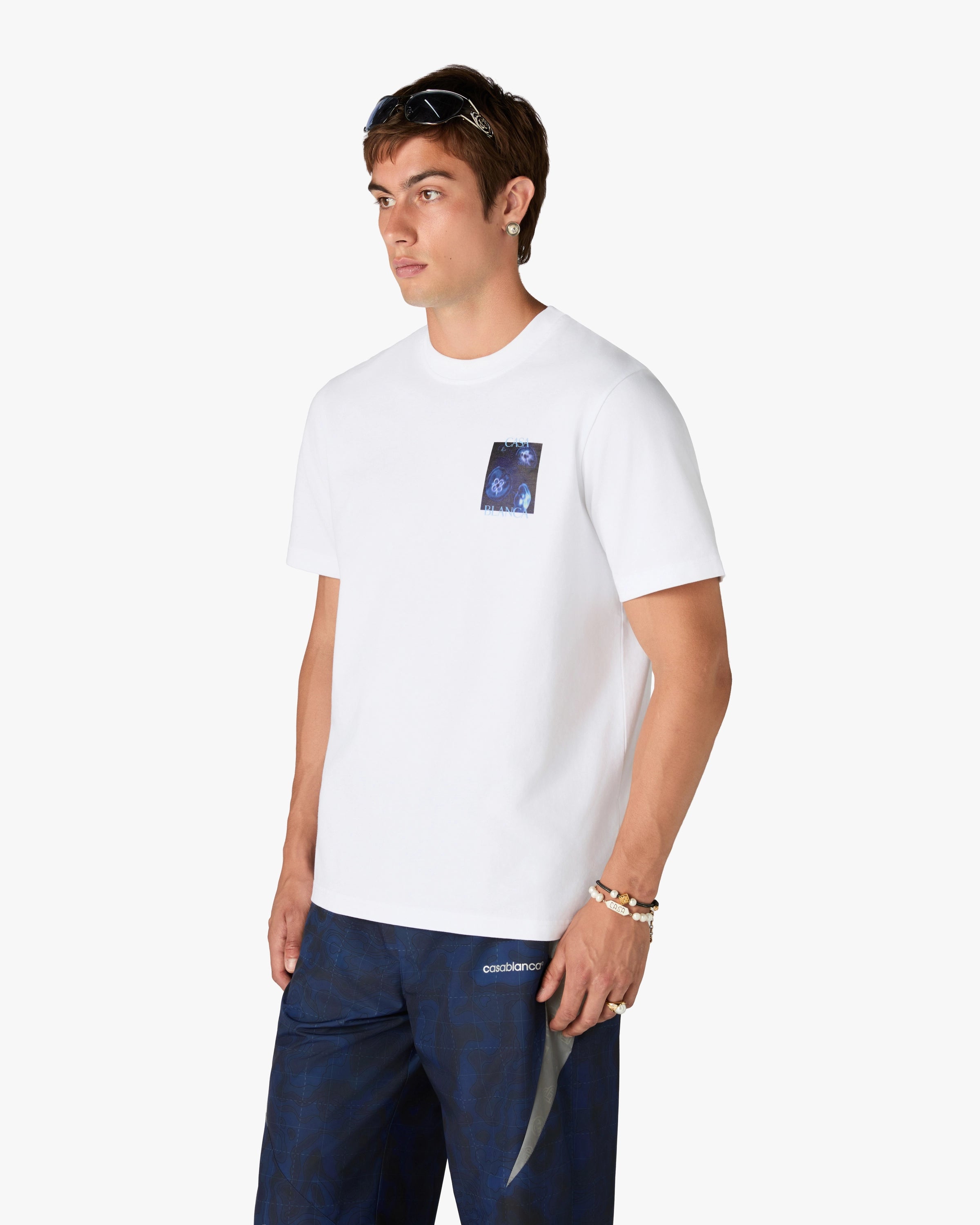 Casablanca Meduse t-shirt bianca cotone organico uomo
