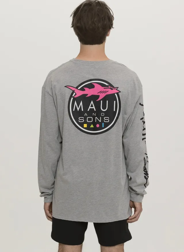 Maui and Sons Classic Shark Logo maglia manica lunga grigia