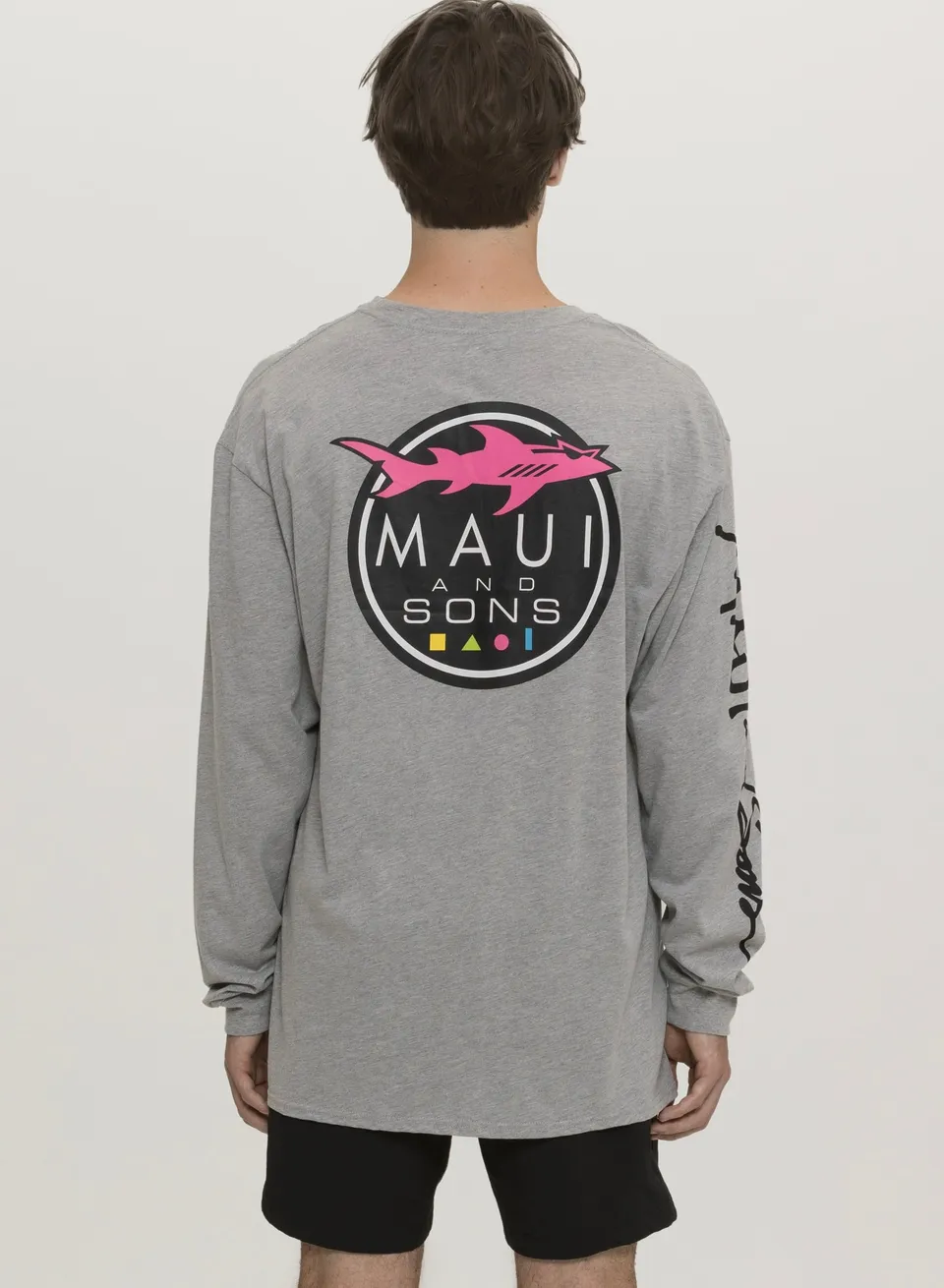 Maui and Sons Classic Shark Logo maglia manica lunga grigia