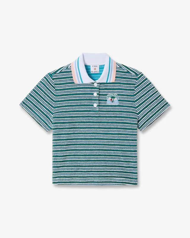 Casablanca Striped Towelling polo spugna verde cotone
